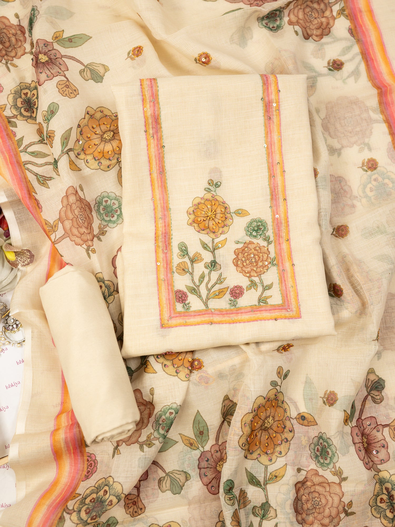 GULFISHA-Unstitched Linen Tissue Suit Set