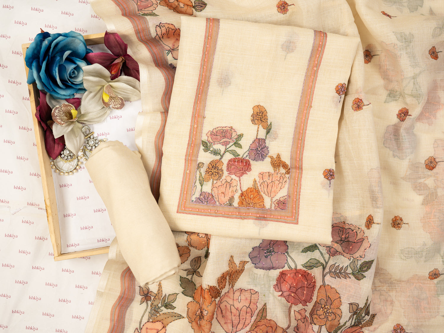 ABEER-Unstitched Linen Tissue Suit Set