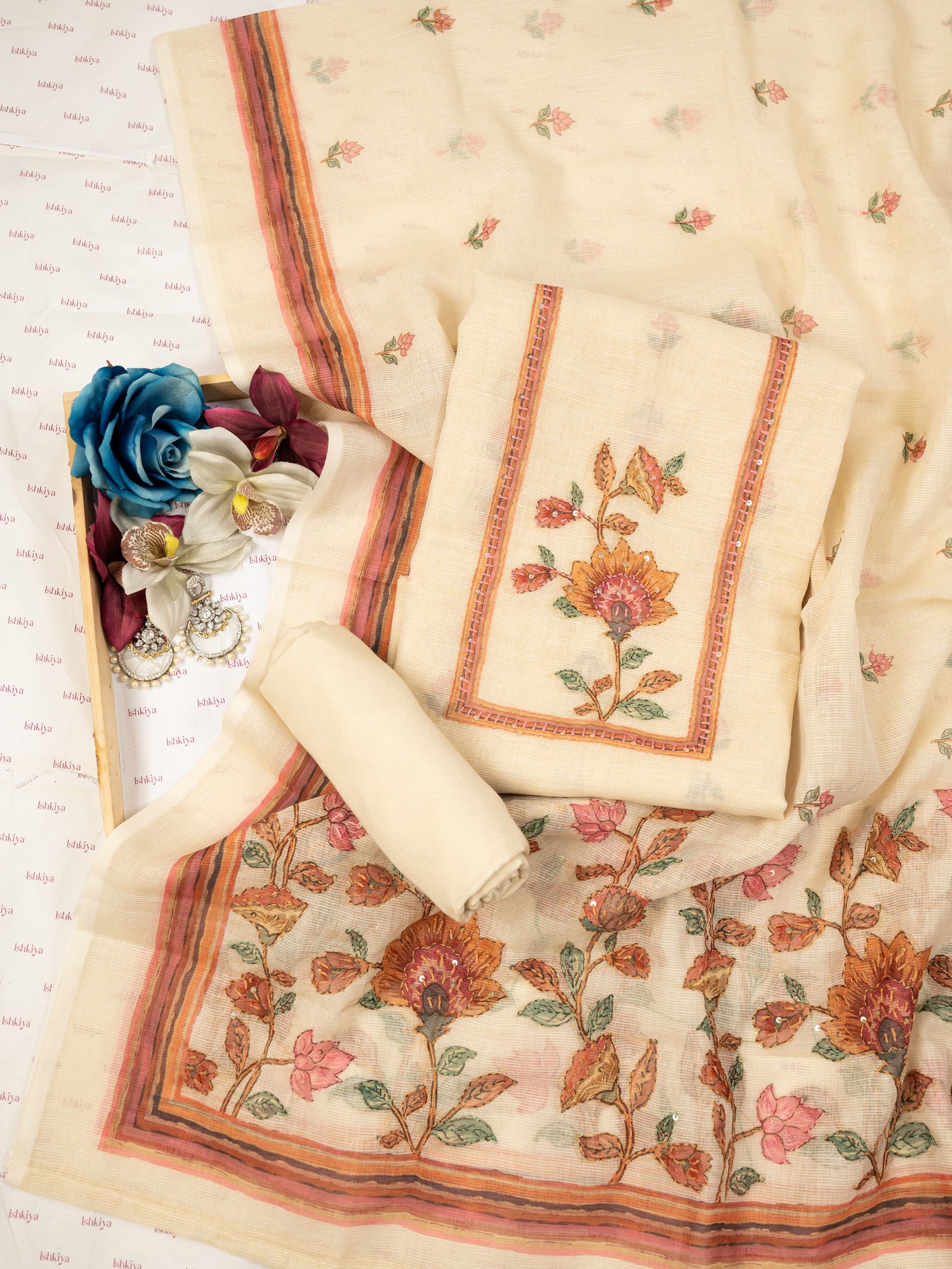 ZARMIN-Unstitched Linen Tissue Suit Set