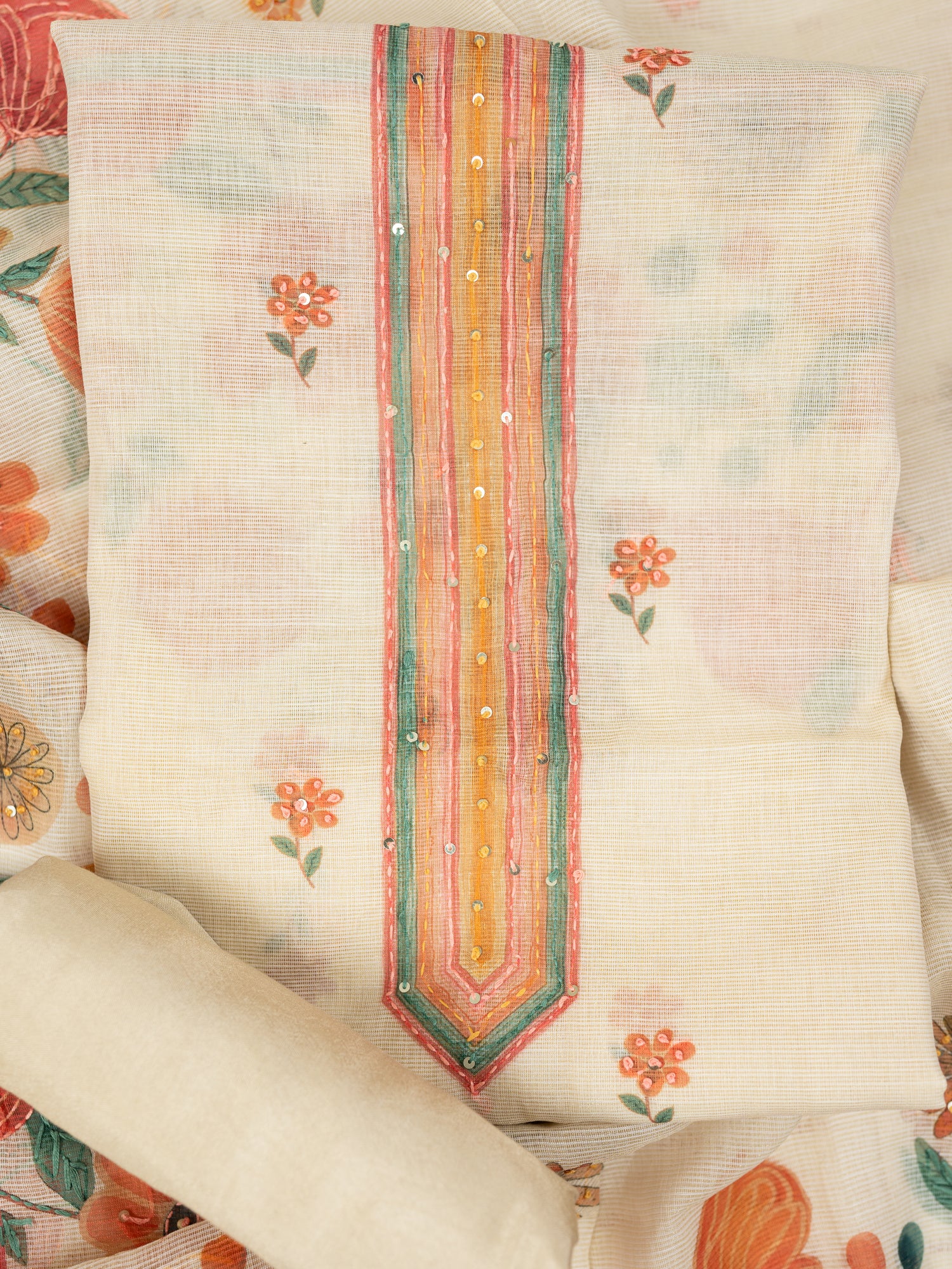 NEHR-Unstitched Linen Tissue Suit Set