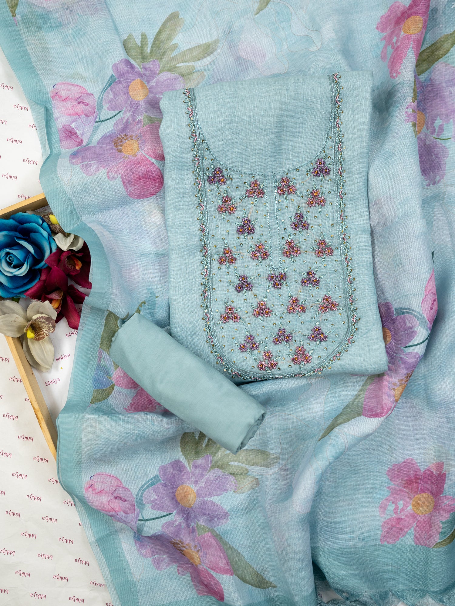LAMS-Unstitched Linen Tissue Suit Set
