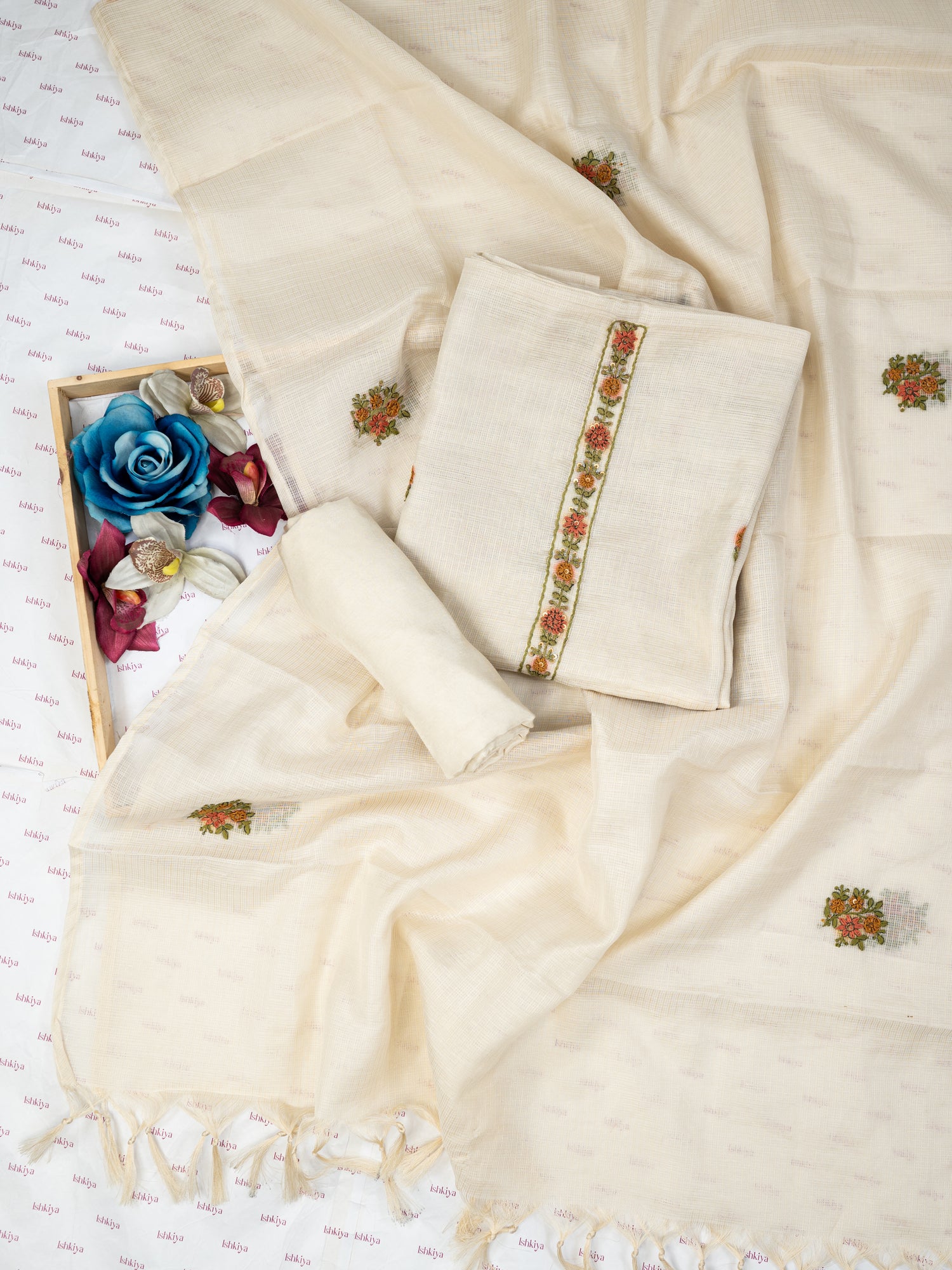 AFSANA-Unstitched Linen Tissue Suit Set