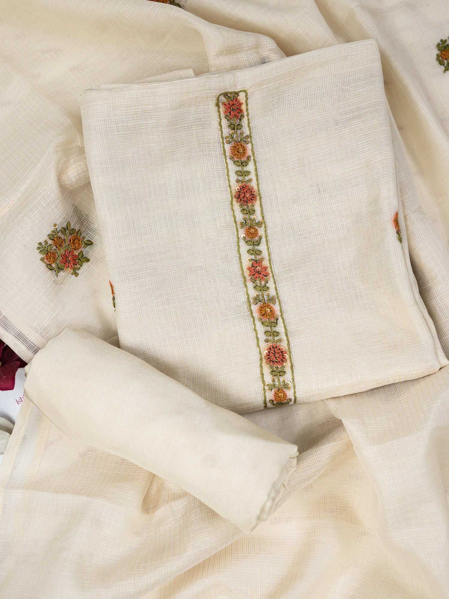 AFSANA-Unstitched Linen Tissue Suit Set