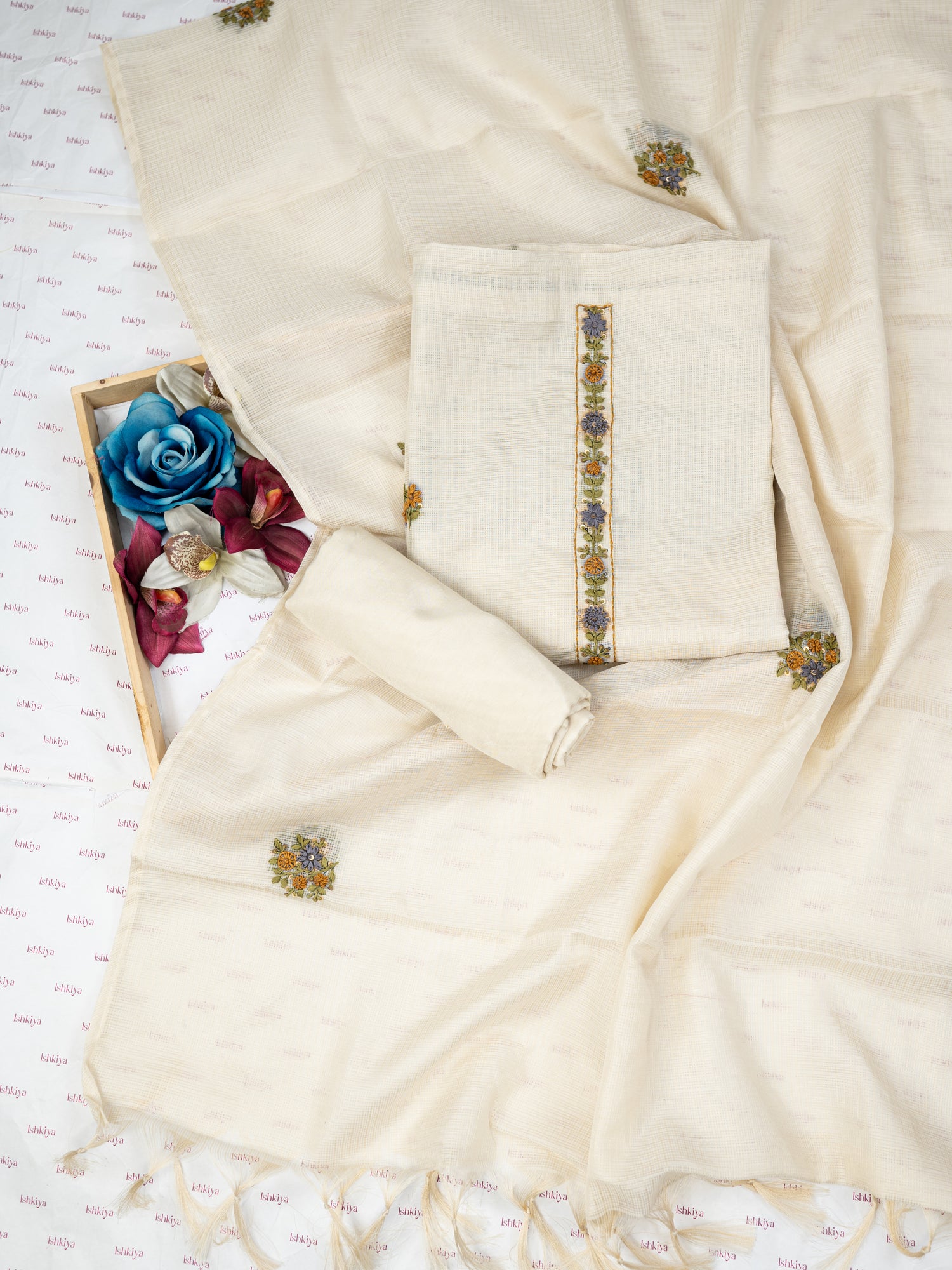 AFSANA-Unstitched Linen Tissue Suit Set