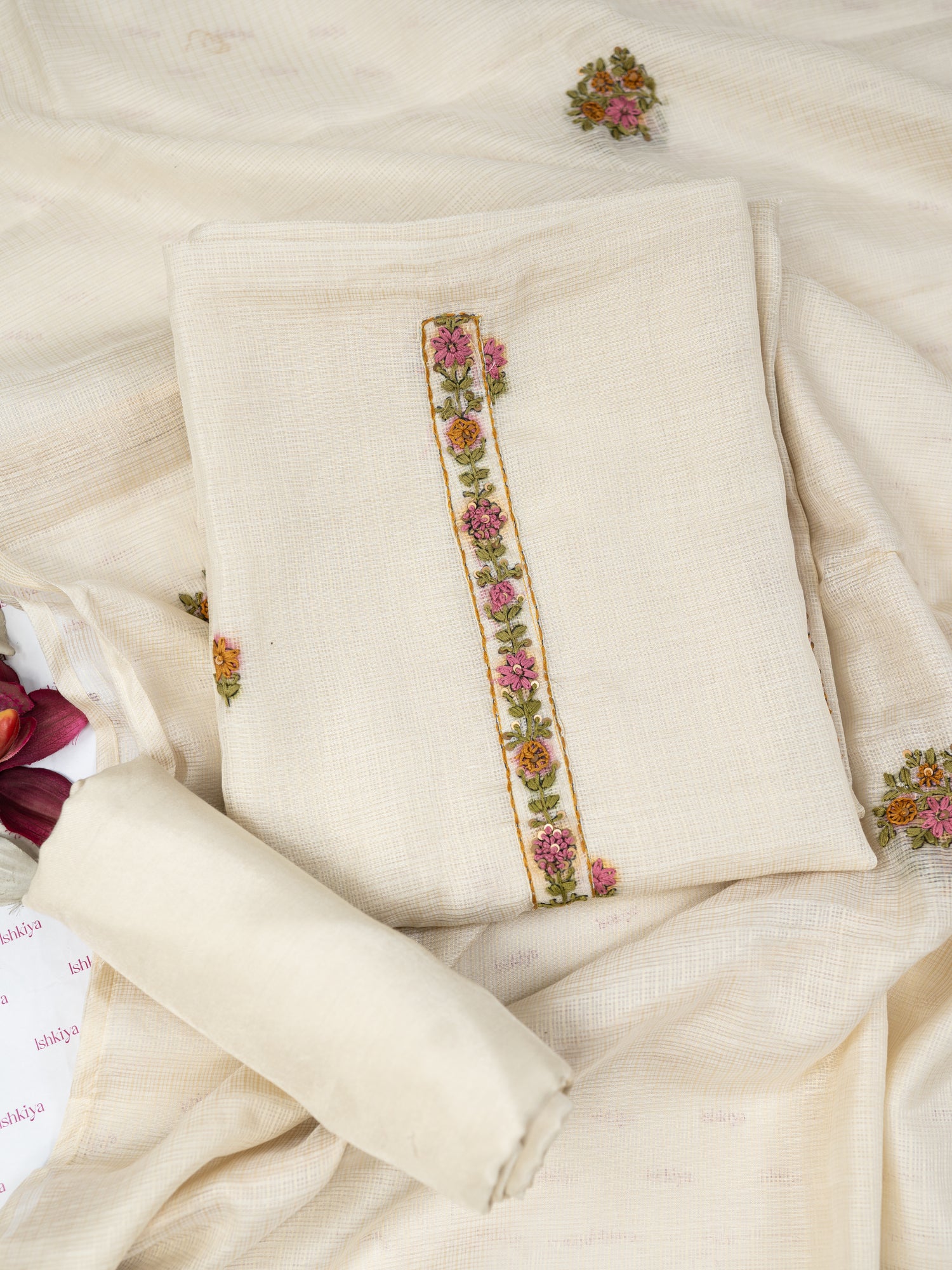 AFSANA-Unstitched Linen Tissue Suit Set