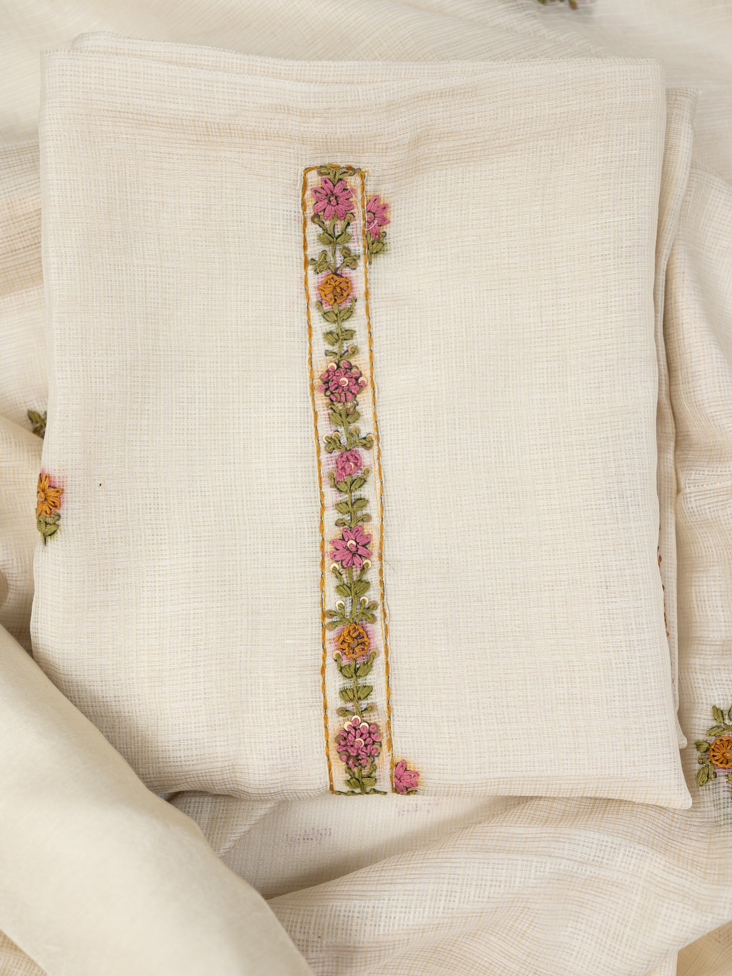 AFSANA-Unstitched Linen Tissue Suit Set