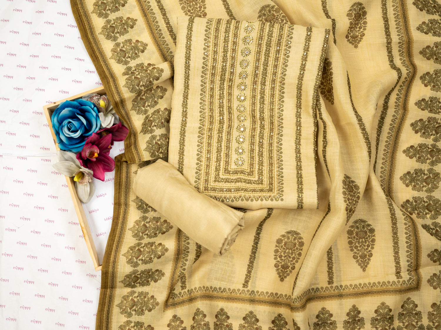 AFSUN-Unstitched Linen Tissue Suit Set