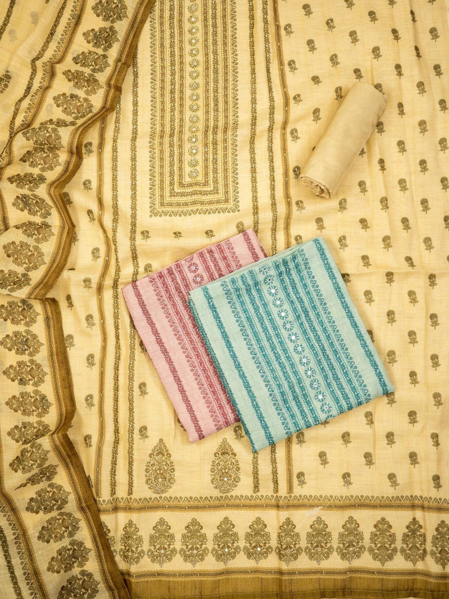 AFSUN-Unstitched Linen Tissue Suit Set