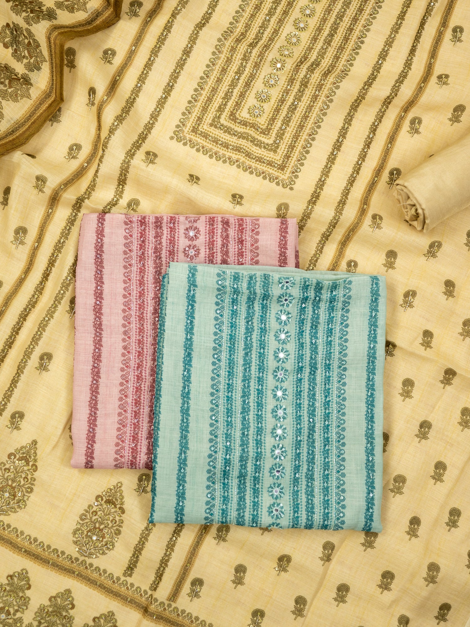 AFSUN-Unstitched Linen Tissue Suit Set
