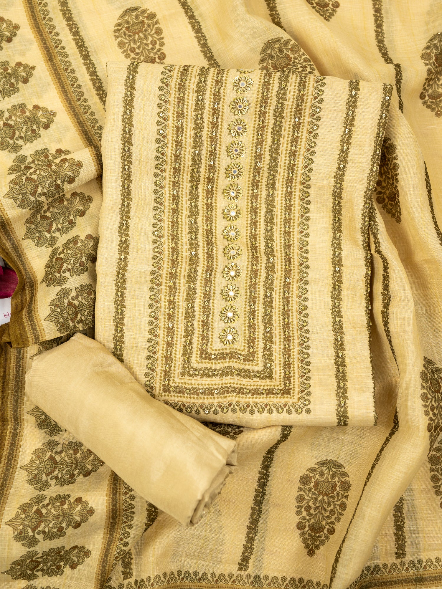 AFSUN-Unstitched Linen Tissue Suit Set