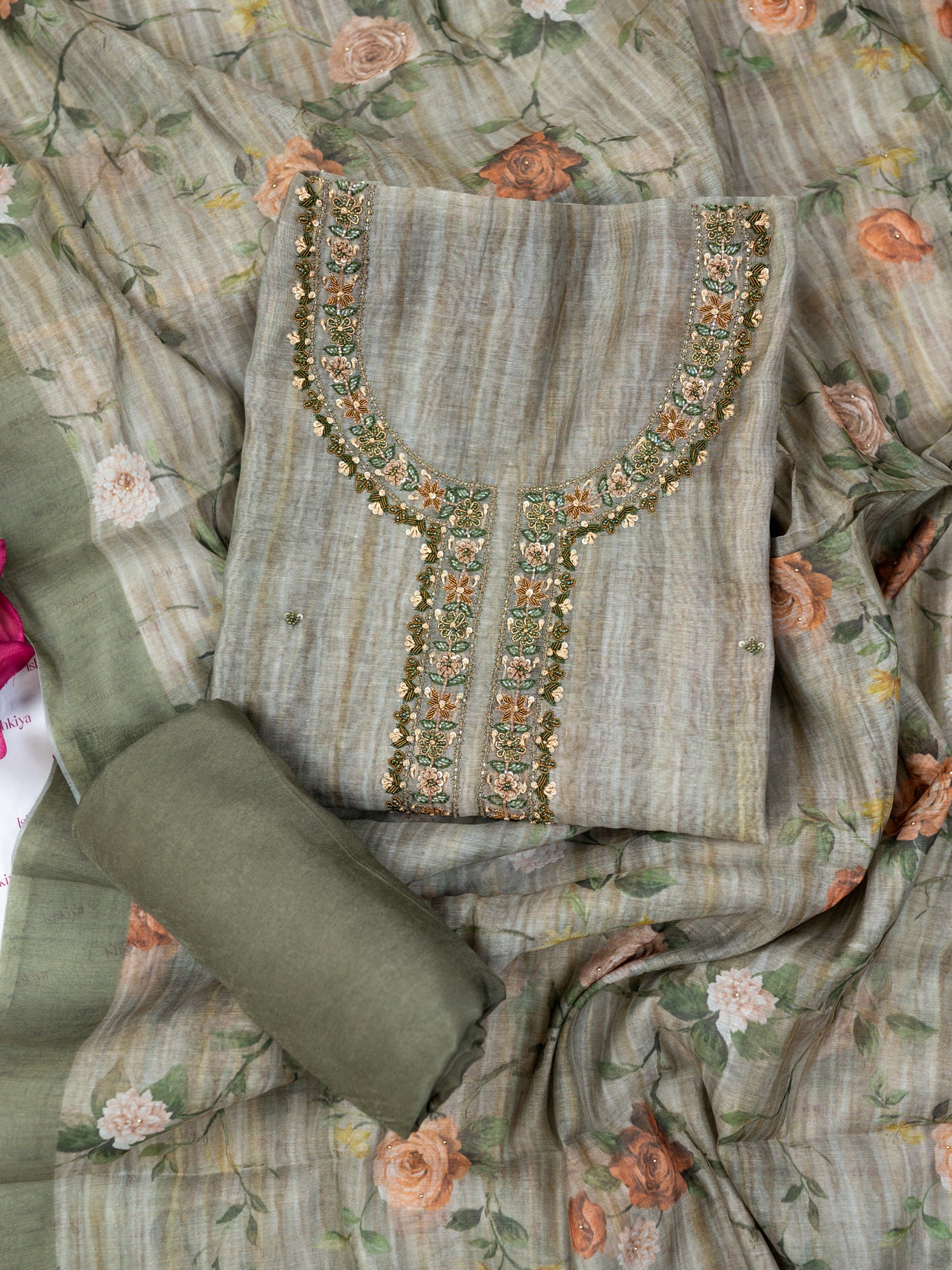 ZARAF-Unstitched Linen Tissue Suit Set