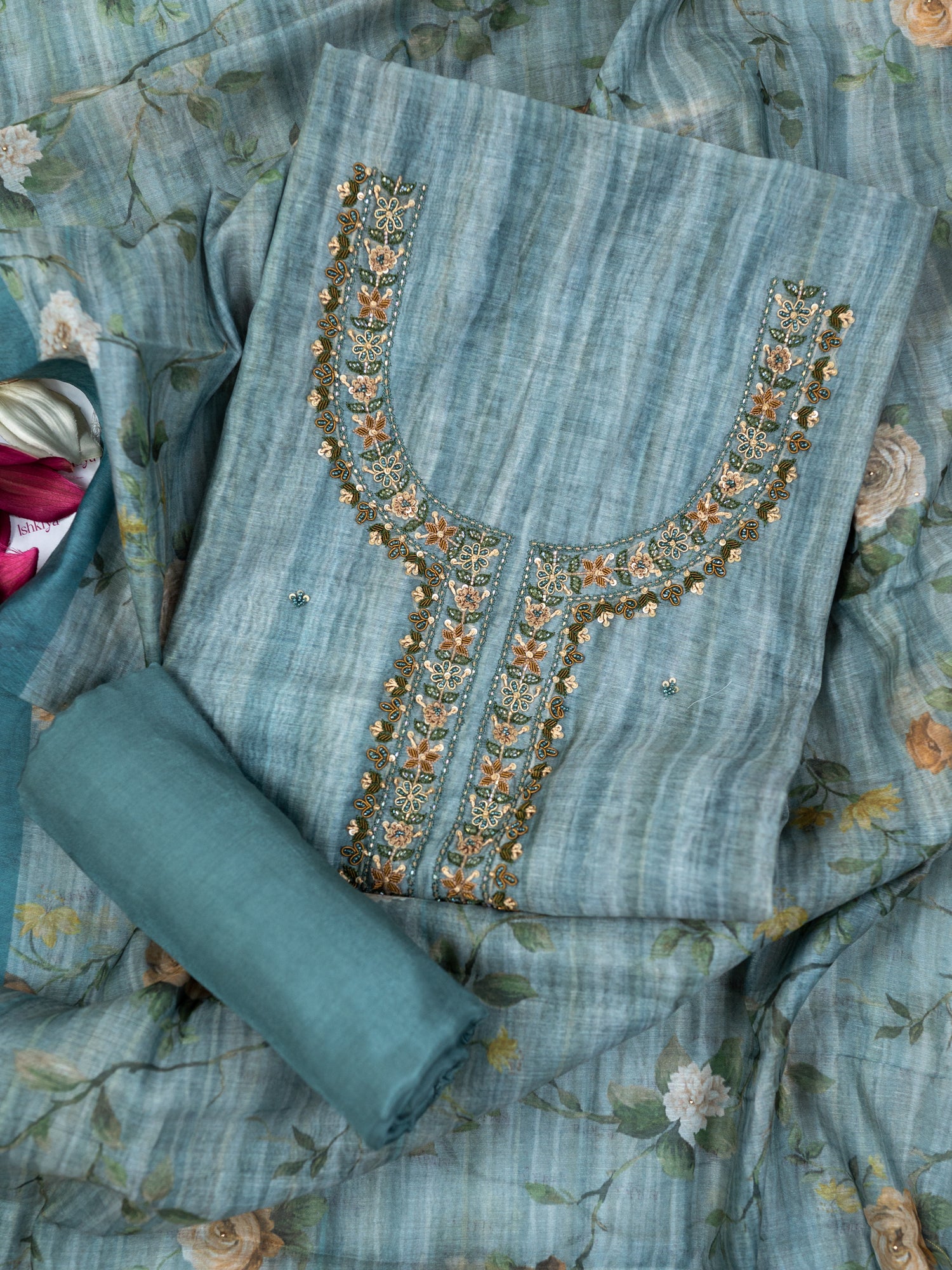 ZARAF-Unstitched Linen Tissue Suit Set