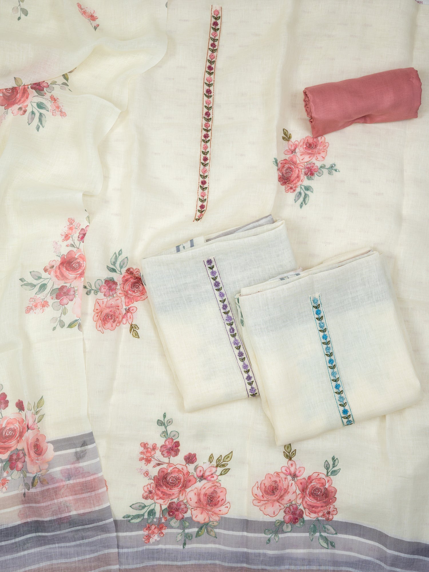 RAQS-Unstitched Linen Tissue Suit Set