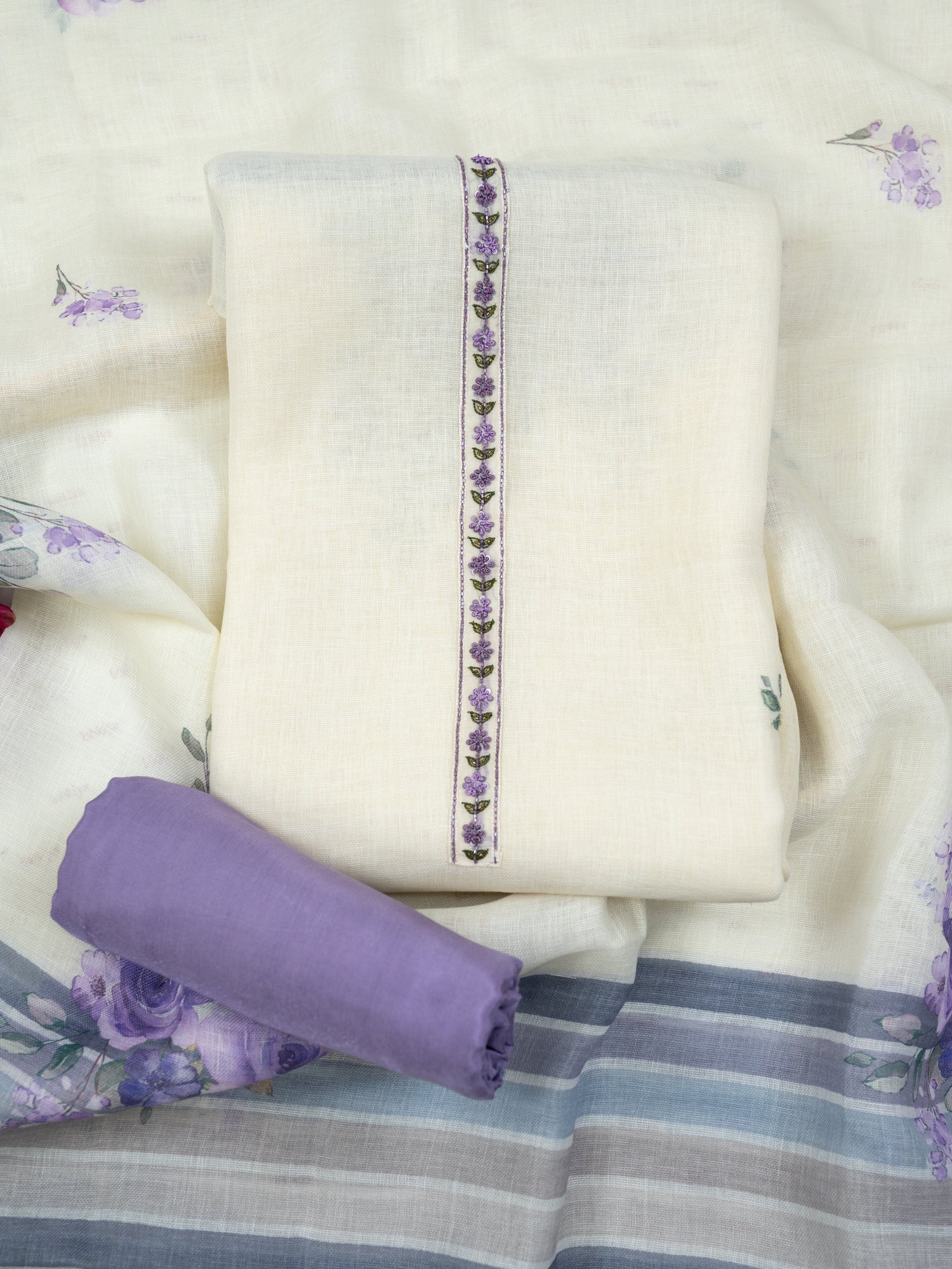 RAQS-Unstitched Linen Tissue Suit Set