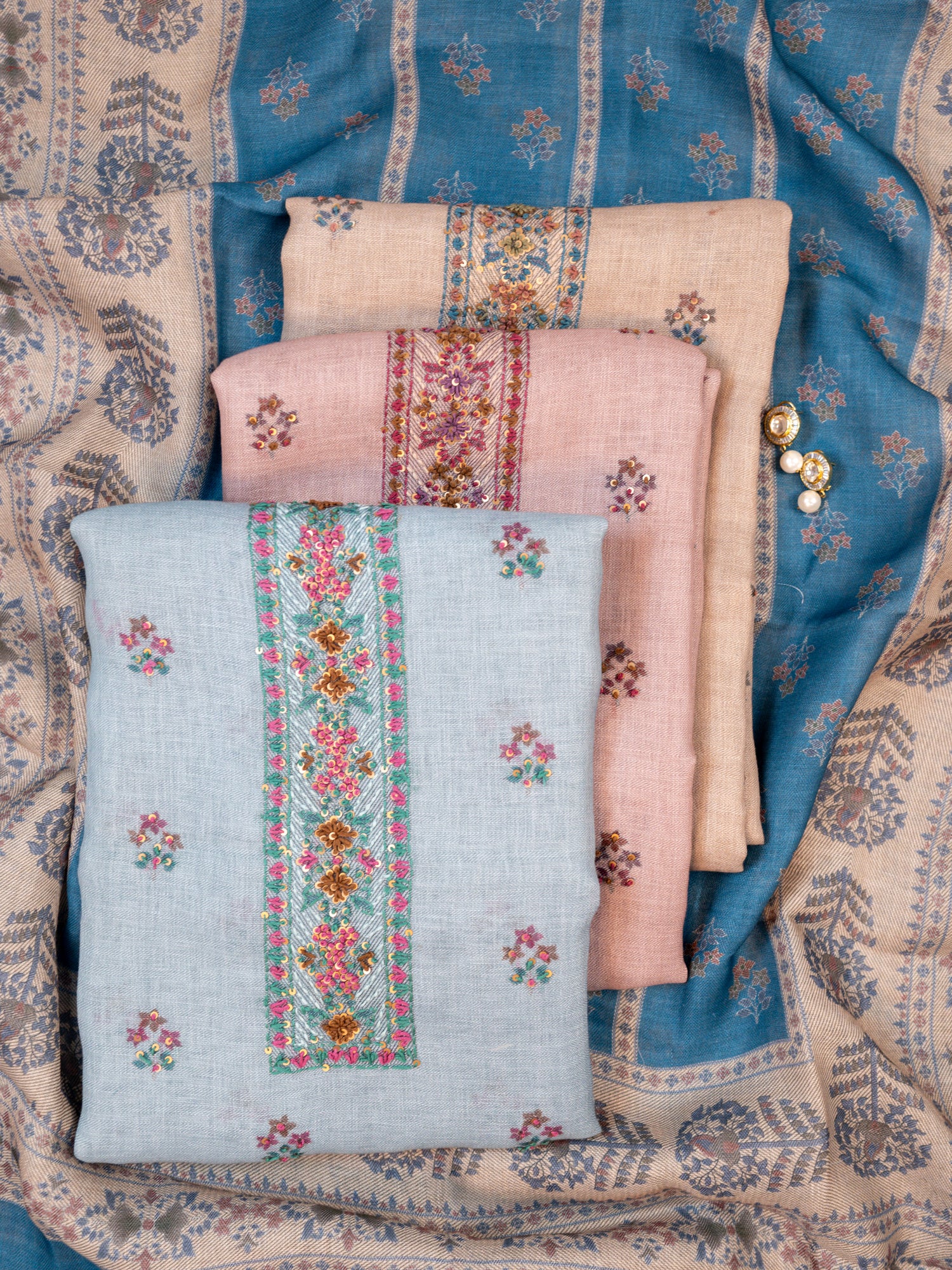 ZEVAR-Unstitched Linen Tissue Suit Set