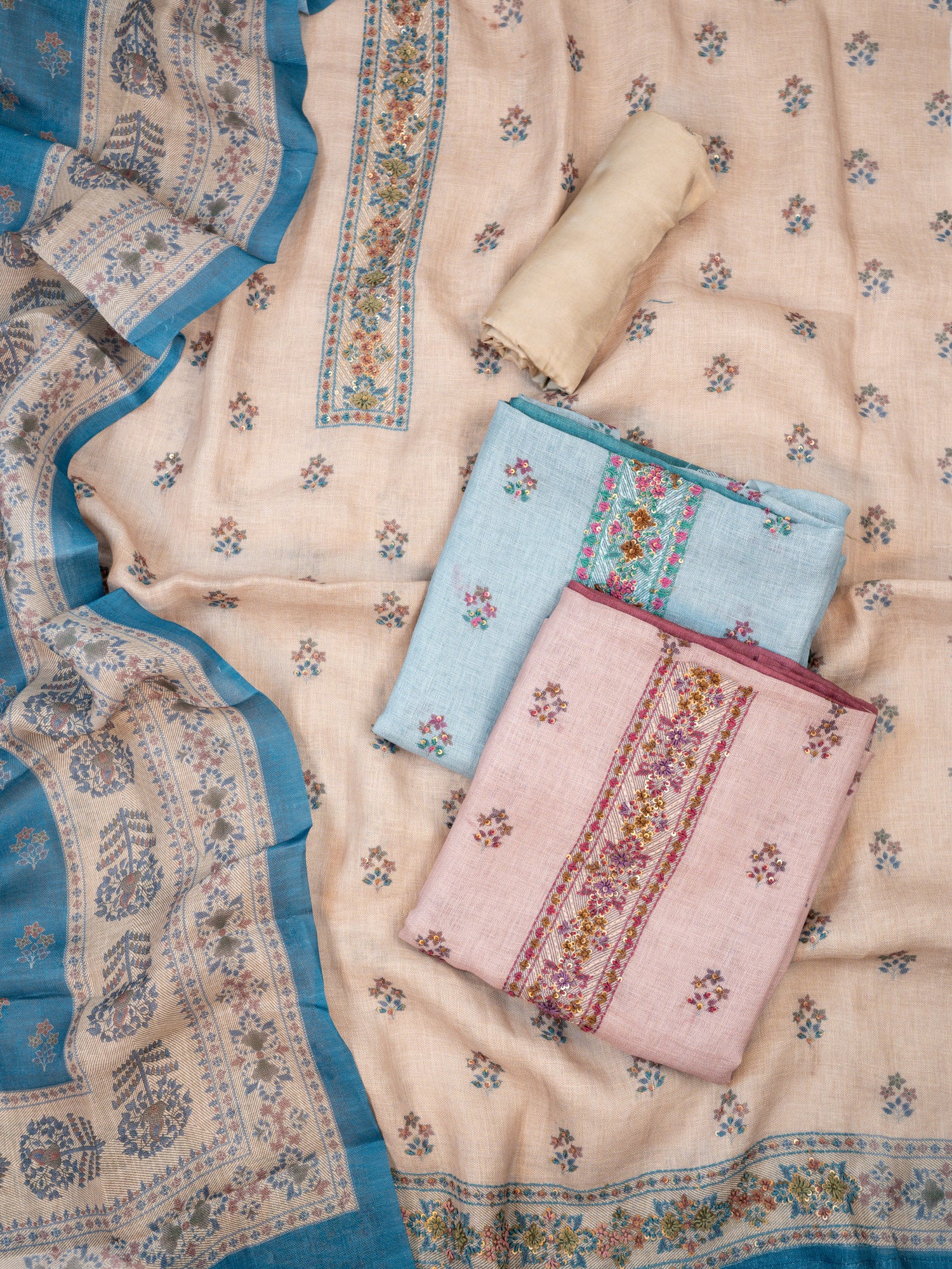 ZEVAR-Unstitched Linen Tissue Suit Set