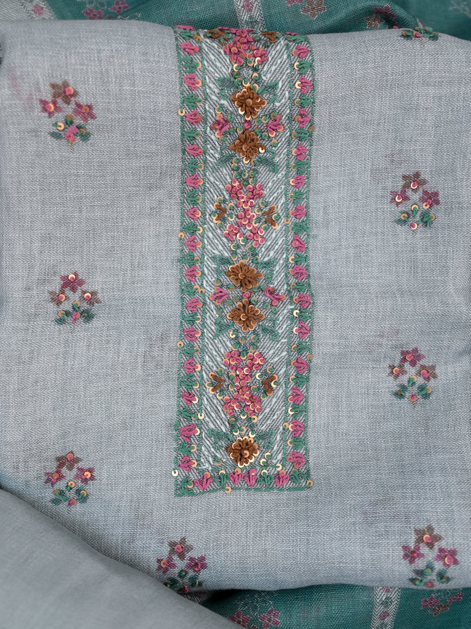 ZEVAR-Unstitched Linen Tissue Suit Set