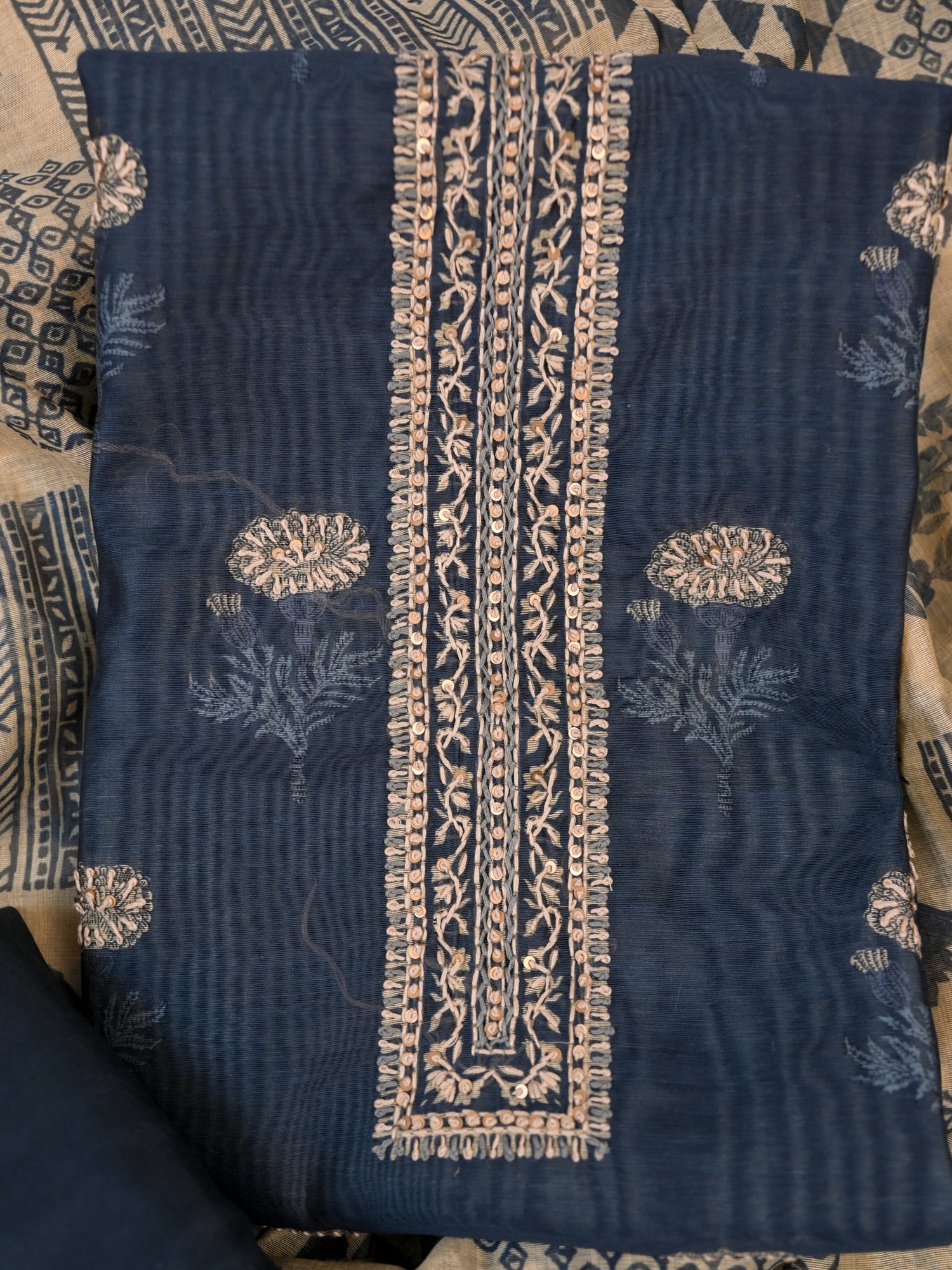 TARANG-Unstitched Linen Tissue Suit Set