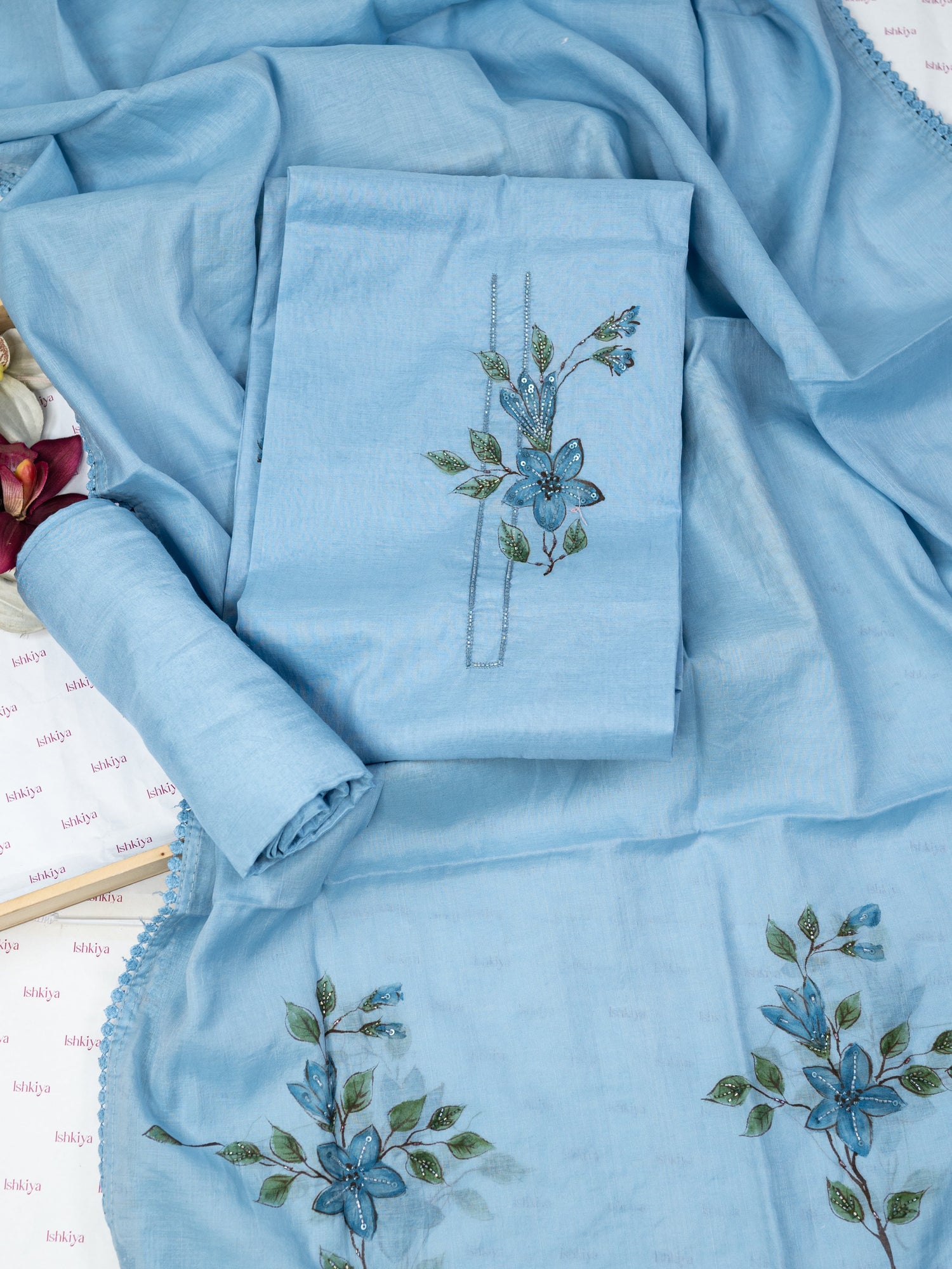RANJHA-Unstitched Mul-Chanderi Suit Set