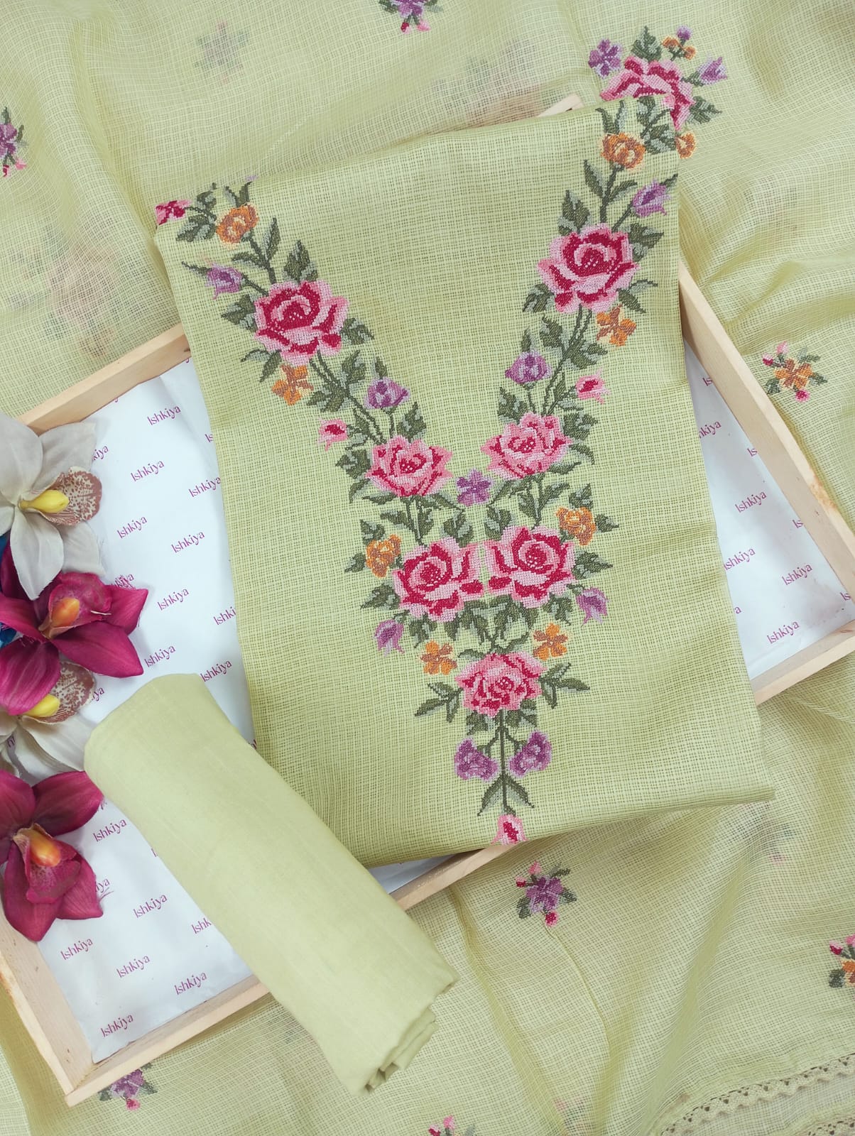 SAANJH-Unstitched Kota Suit Set