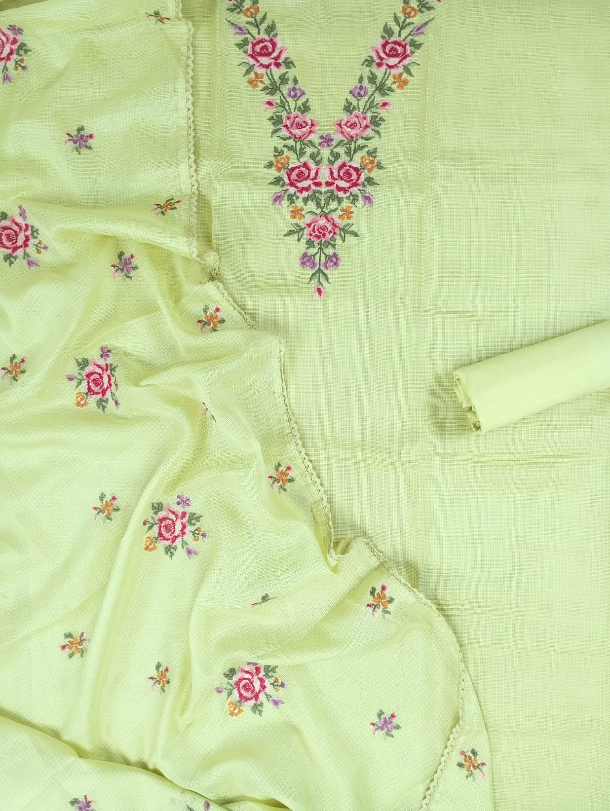SAANJH-Unstitched Kota Suit Set