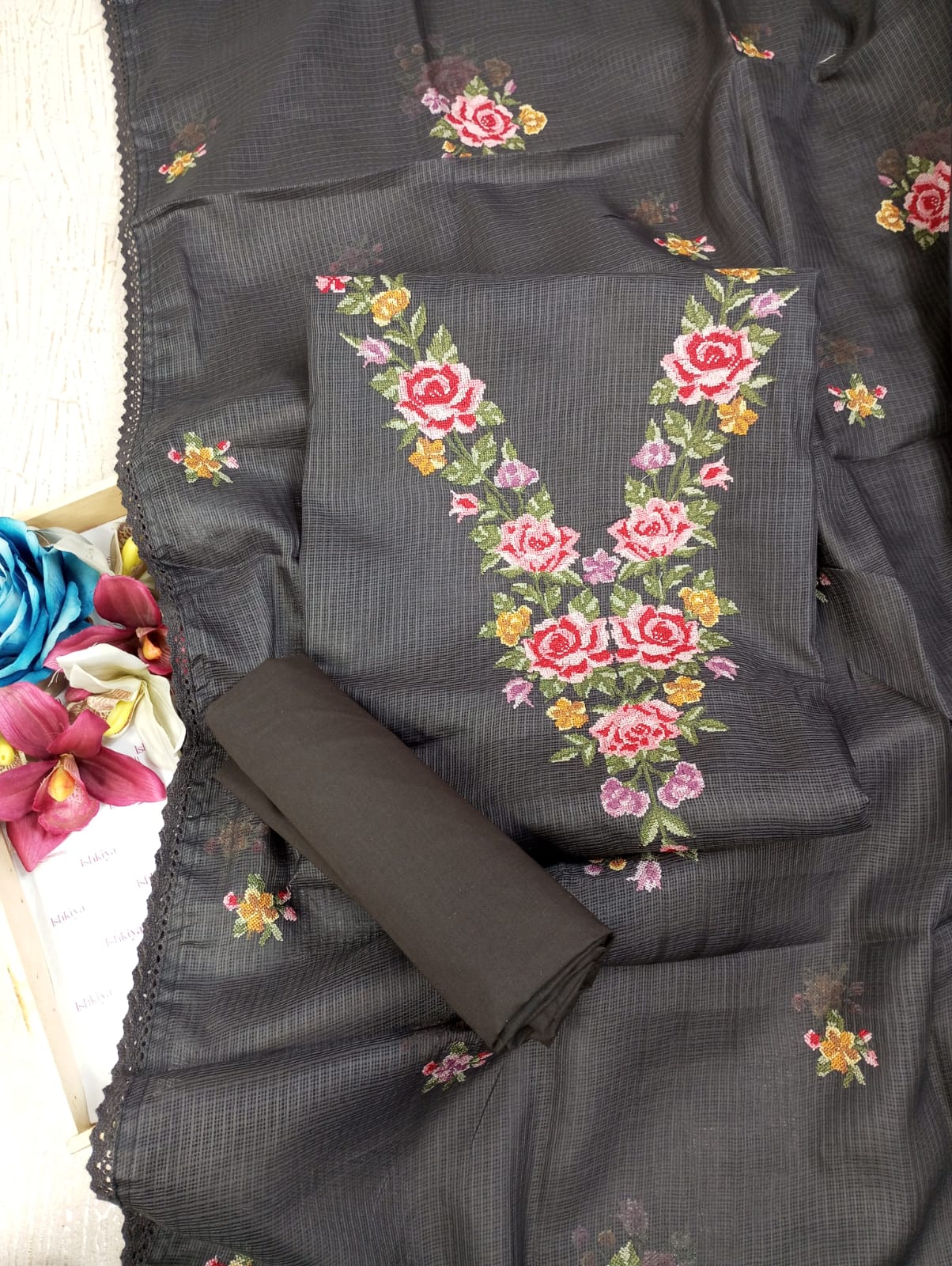 ROSHAN-Unstitched Kota Suit Set