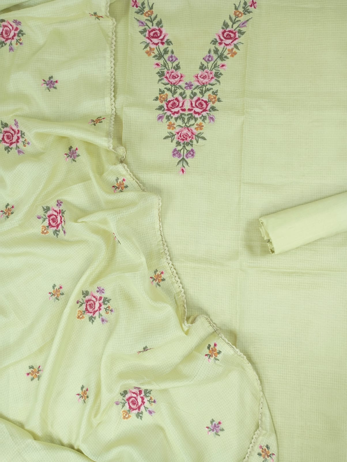 SAANJH-Unstitched Kota Suit Set