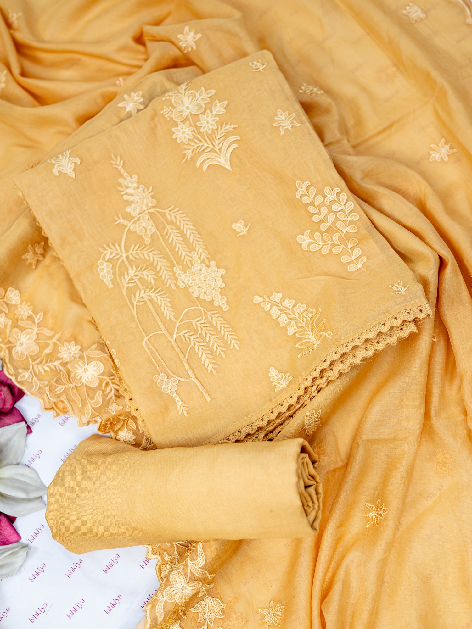 RUBAB-Unstitched Mul-Chanderi Suit Set