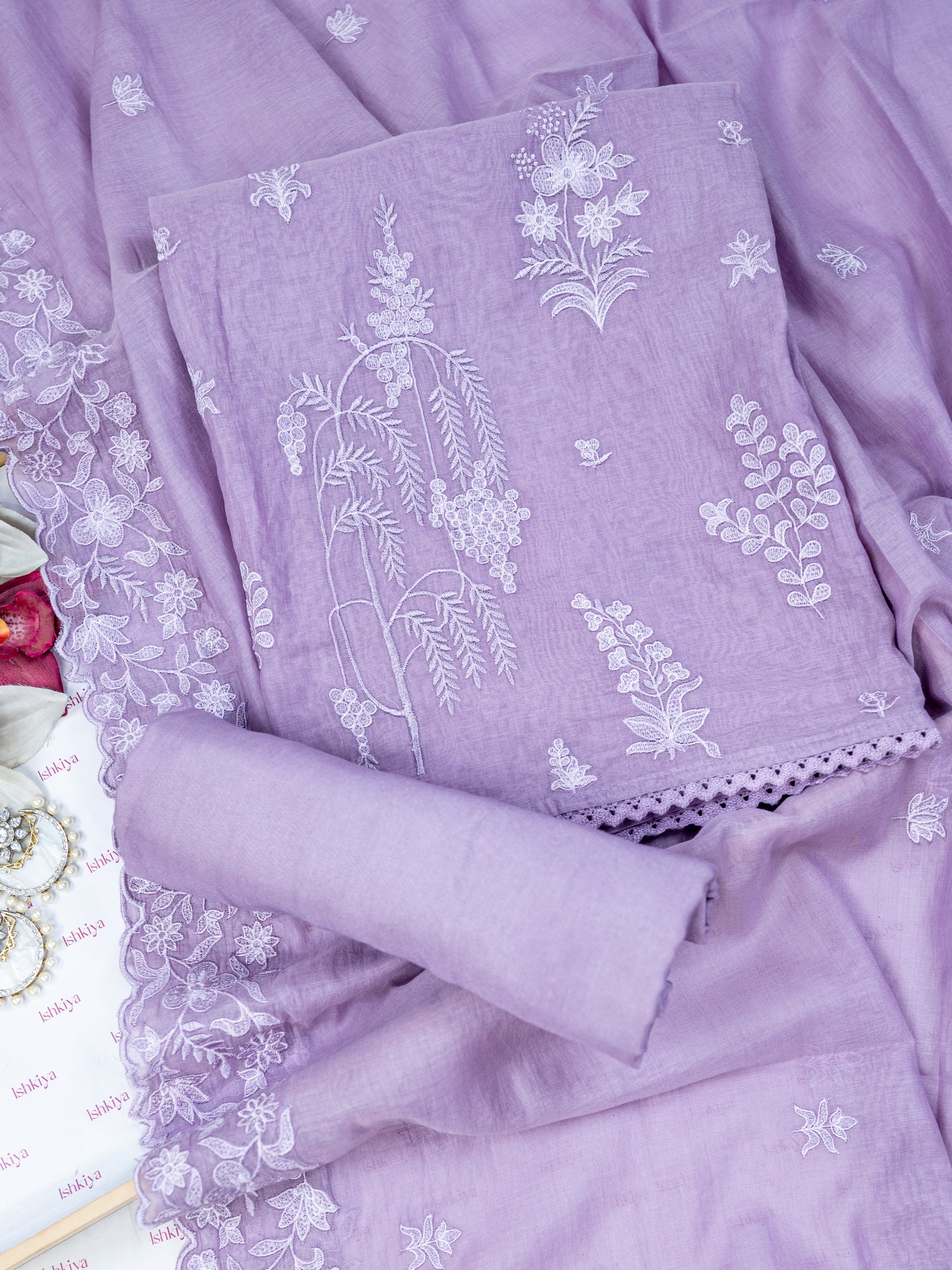 RUBAB-Unstitched Mul-Chanderi Suit Set