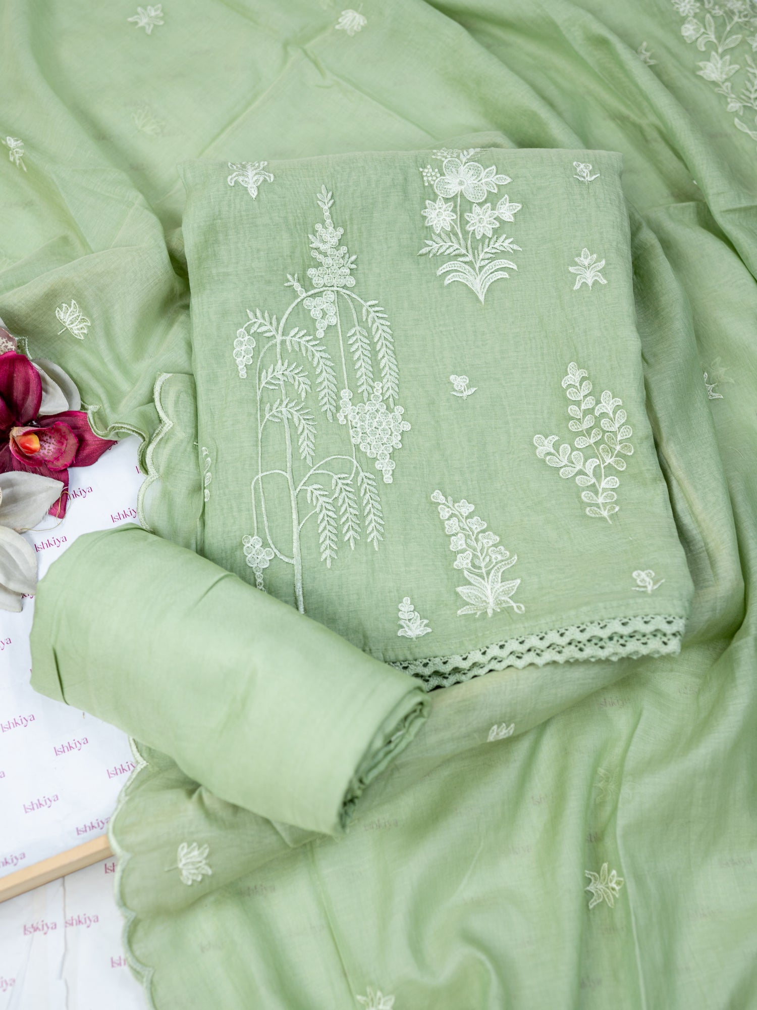 RUBAB-Unstitched Mul-Chanderi Suit Set