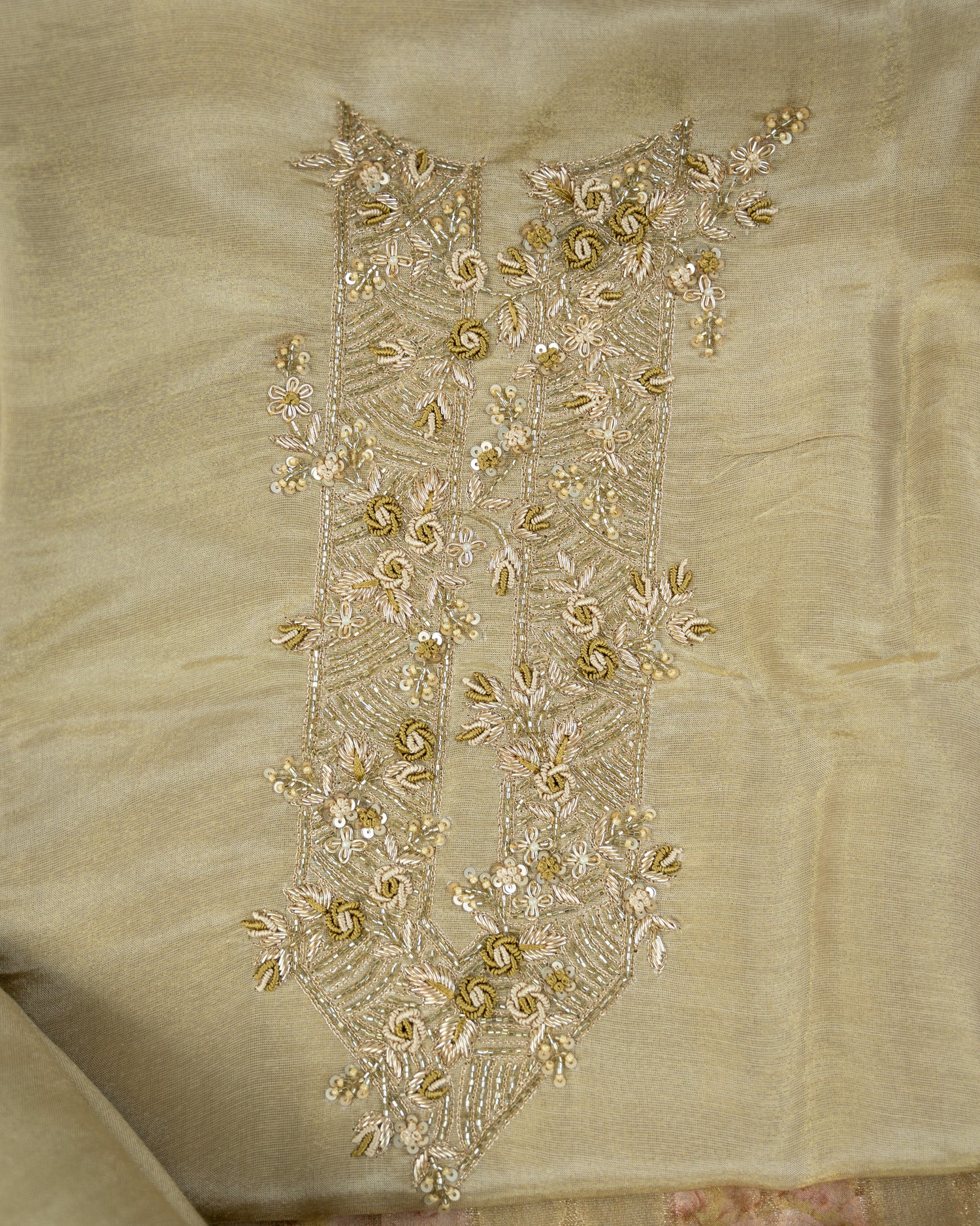 GULRUKH-Unstitched Shimmer Tissue Suit Set
