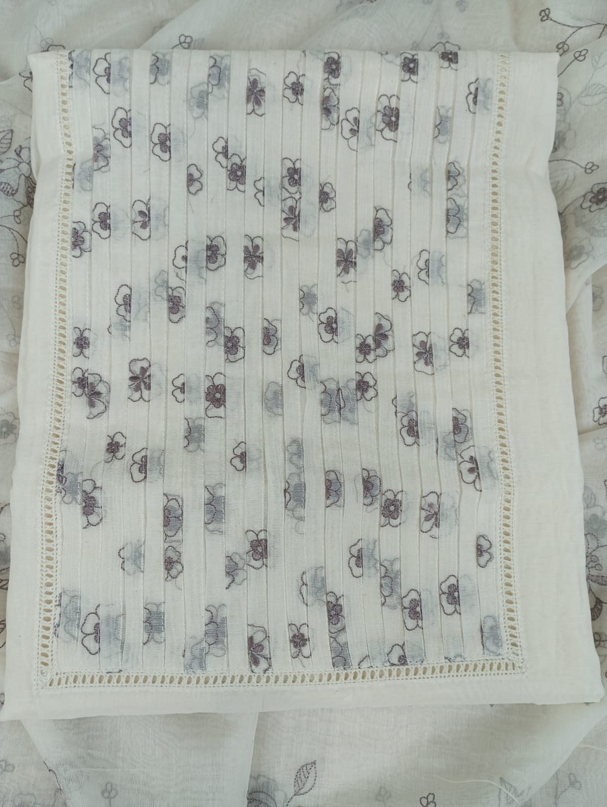 MOONLIT MIST- Unstitched Mul-Chanderi Suit Set