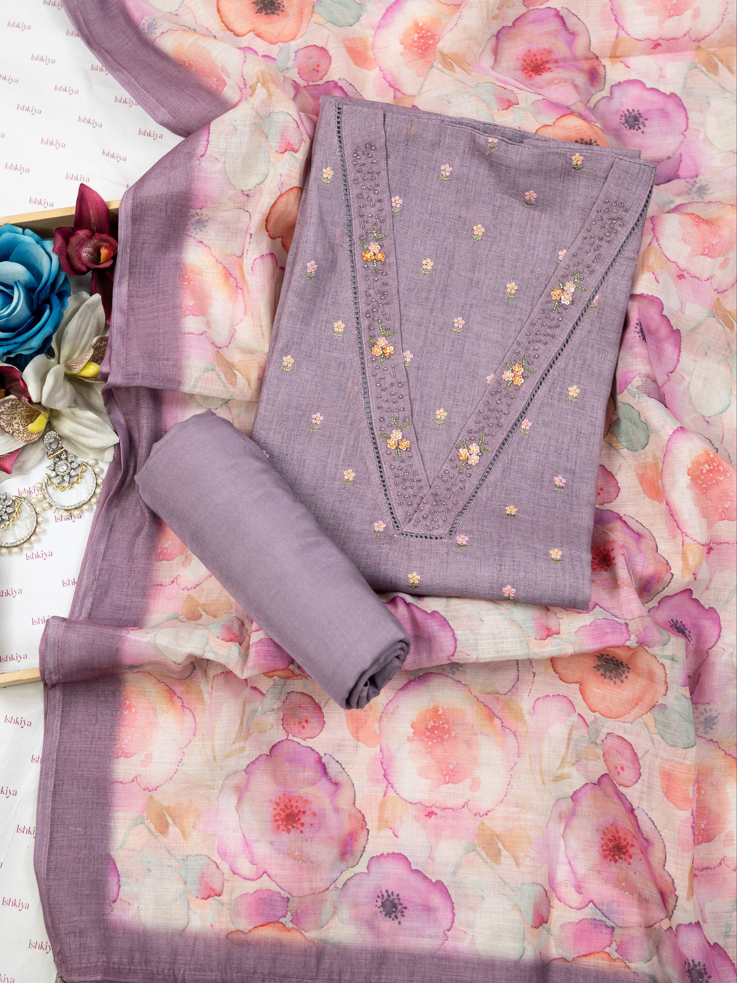 ZEENAT-Unstitched Jute Linen Suit Set