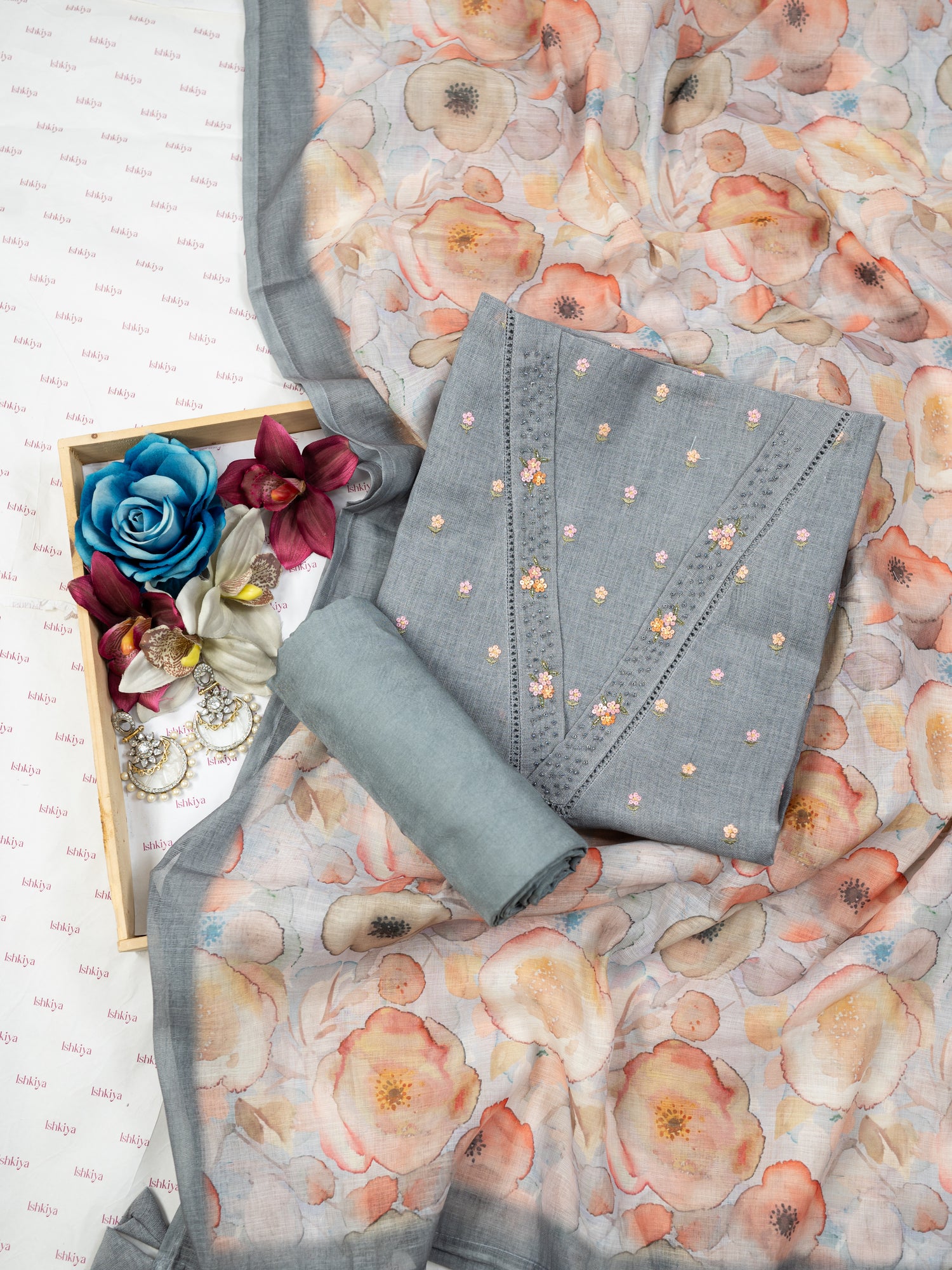 ZEENAT-Unstitched Jute Linen Suit Set
