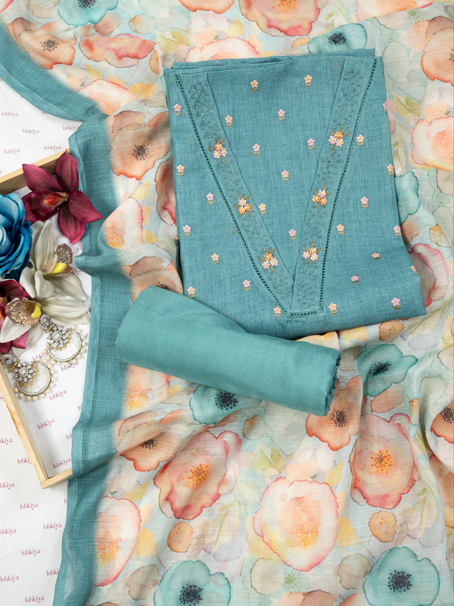 ZEENAT-Unstitched Jute Linen Suit Set