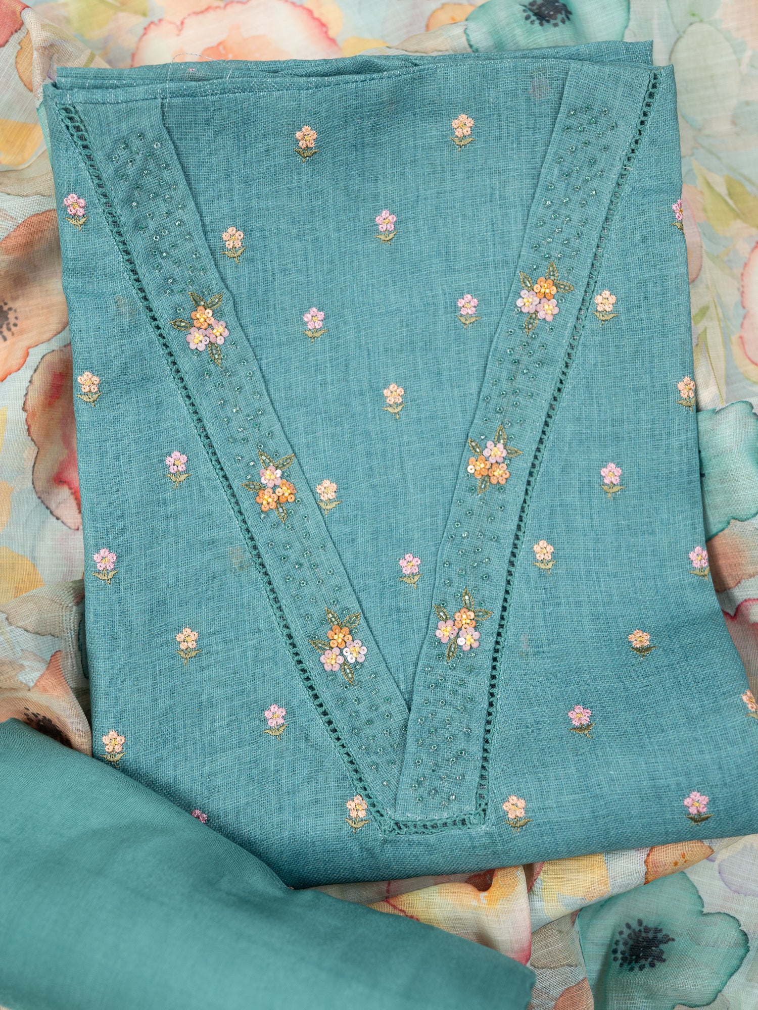 ZEENAT-Unstitched Jute Linen Suit Set