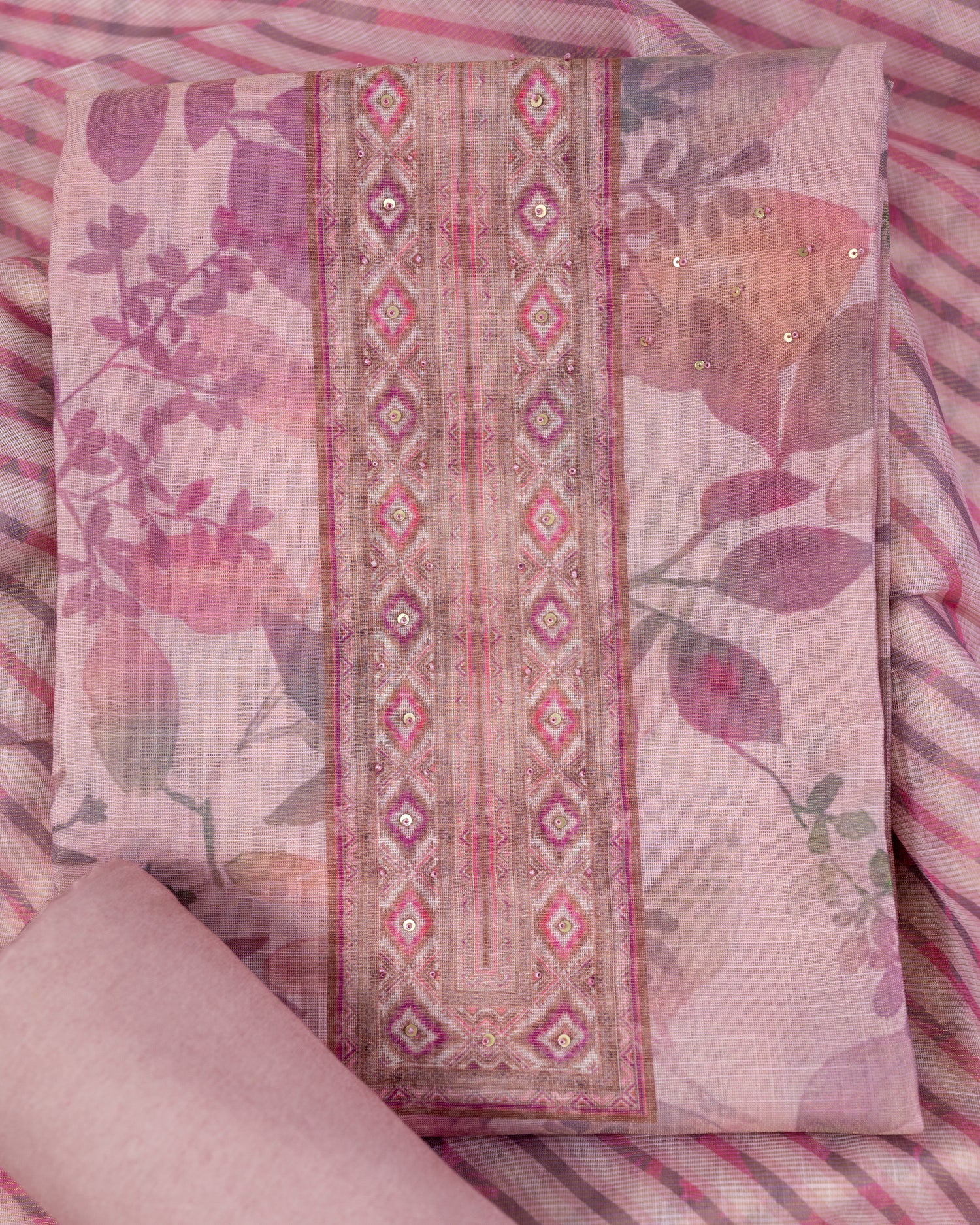 CHANDRIKA-Unstitched Linen Tissue Suit Set