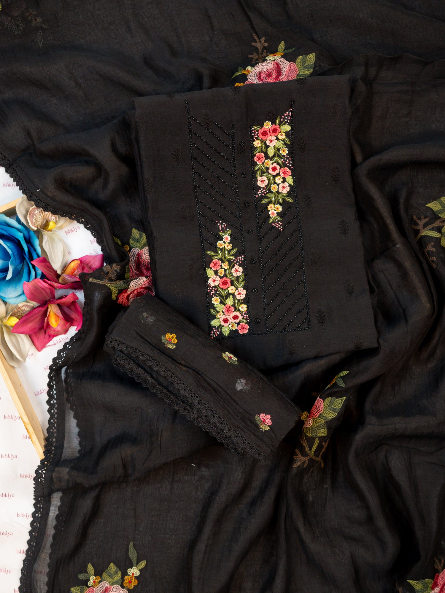 NIVA-Unstitched Mul-Chanderi Suit Set