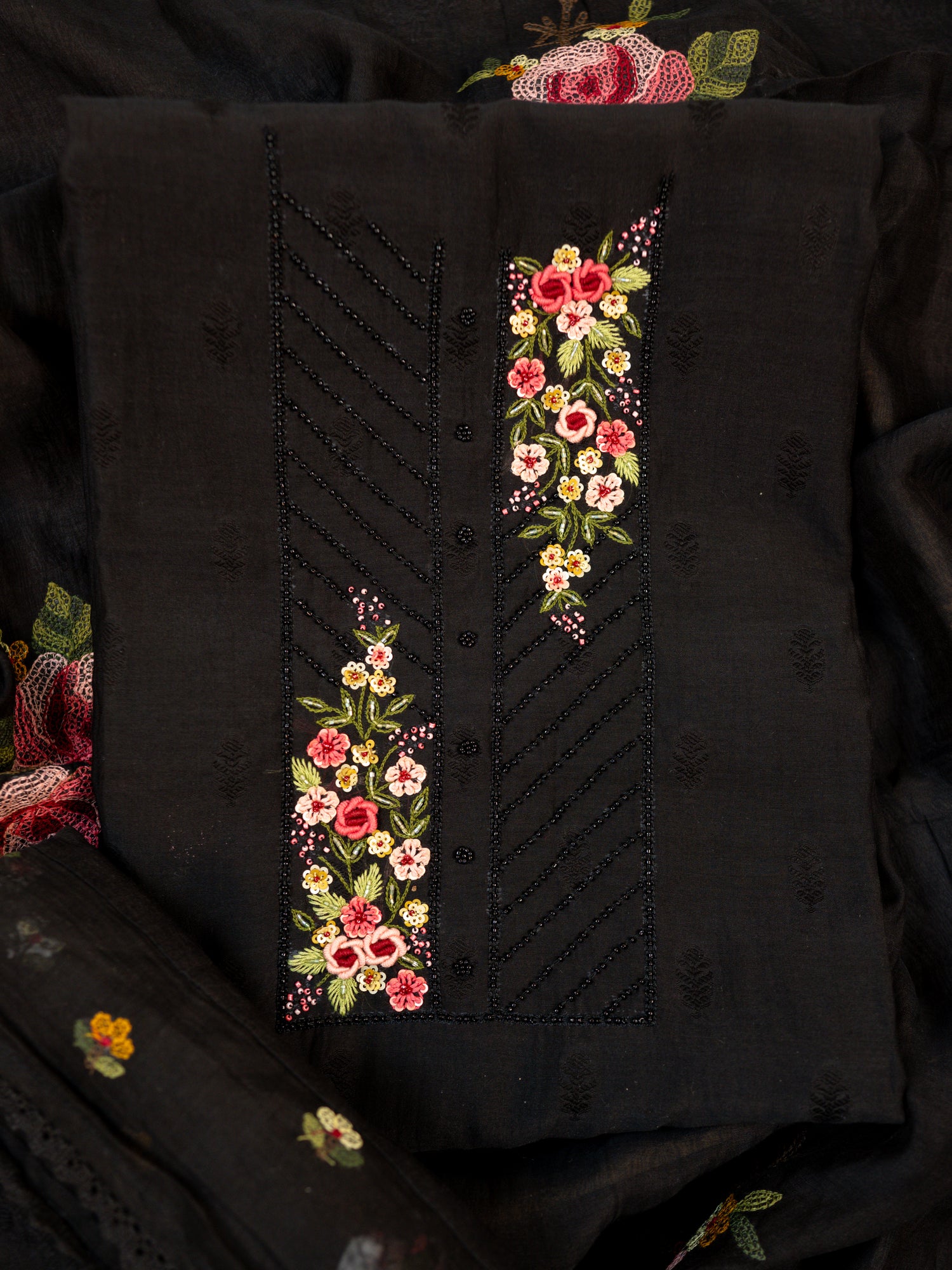 NIVA-Unstitched Mul-Chanderi Suit Set