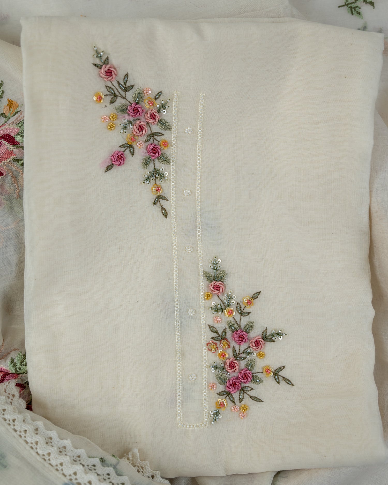 NIVA-Unstitched Mul-Chanderi Suit Set