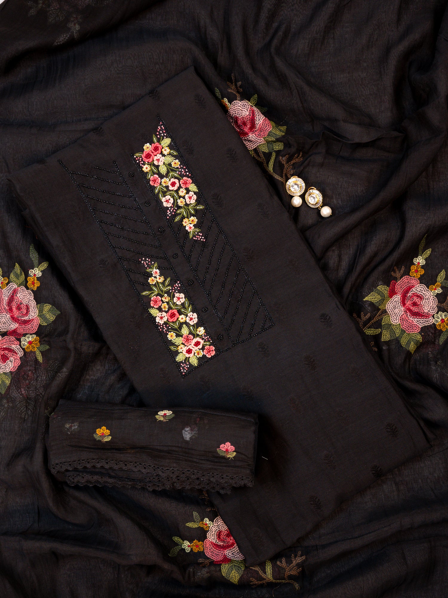 NIVA-Unstitched Mul-Chanderi Suit Set