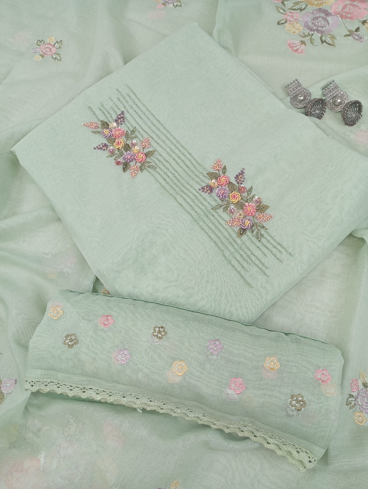 GULBAGH-Unstitched Mul-Chanderi Suit set