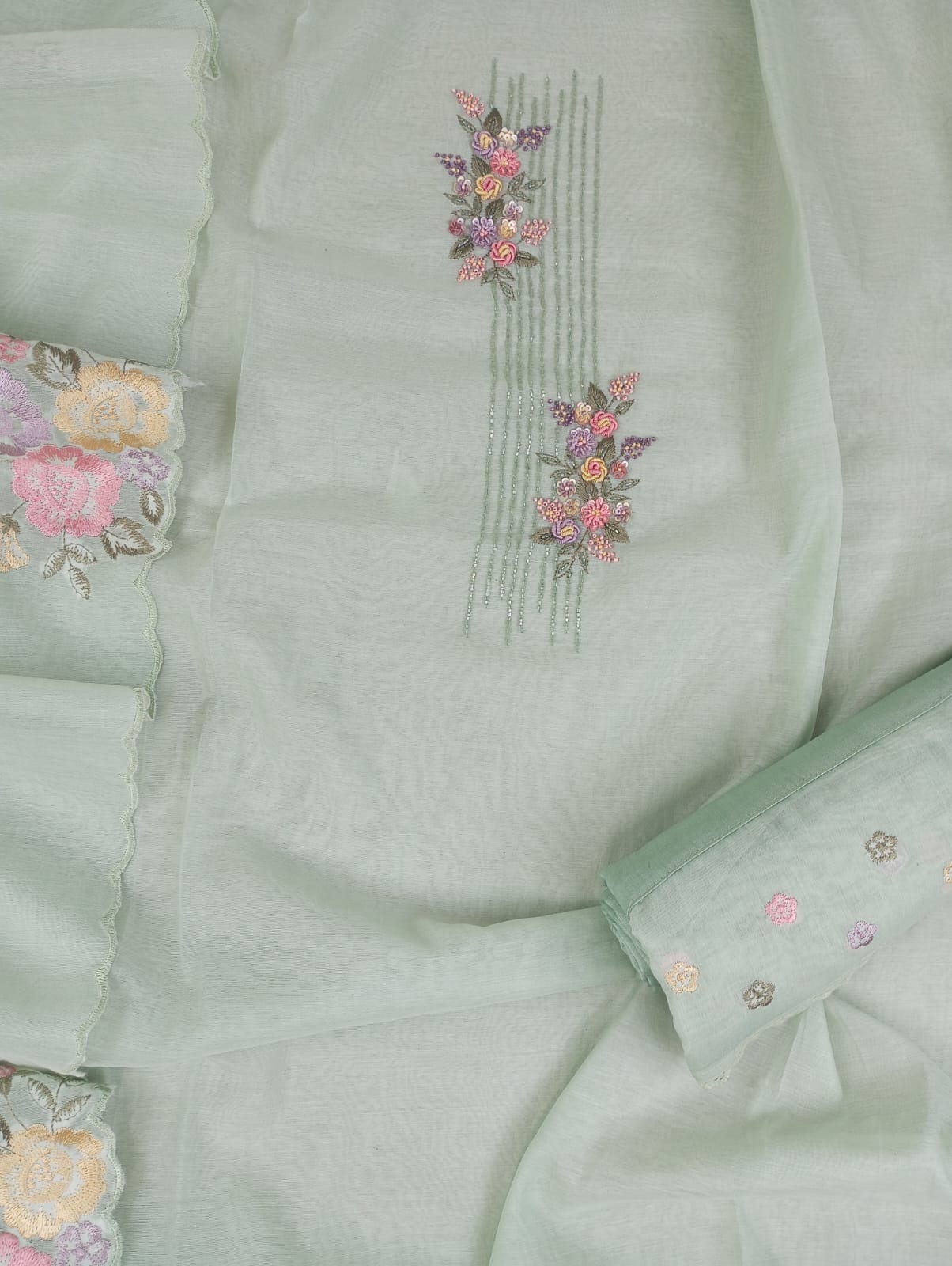 GULBAGH-Unstitched Mul-Chanderi Suit set