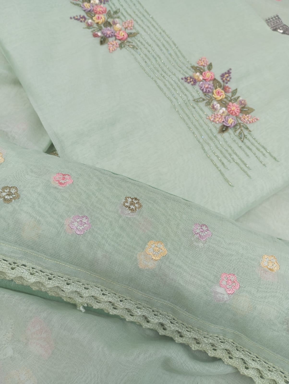 GULBAGH-Unstitched Mul-Chanderi Suit set