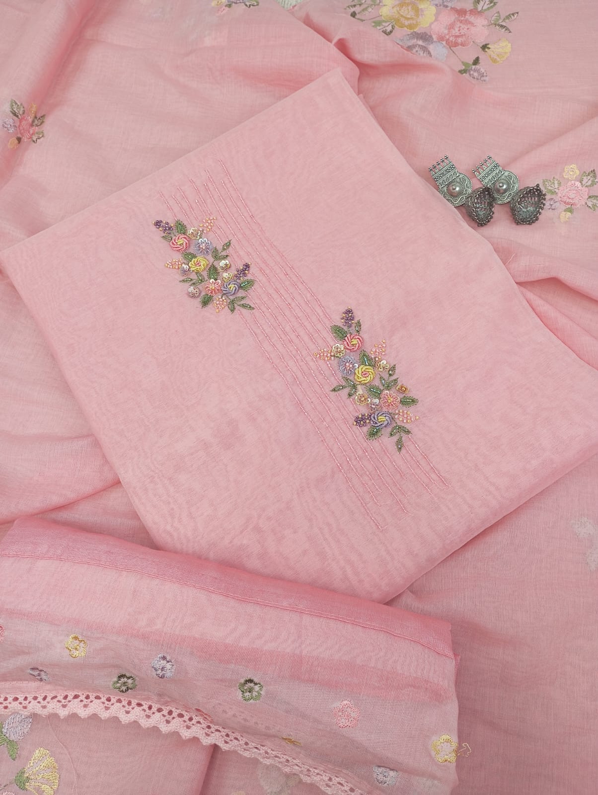 GULBAGH-Unstitched Mul-Chanderi Suit set
