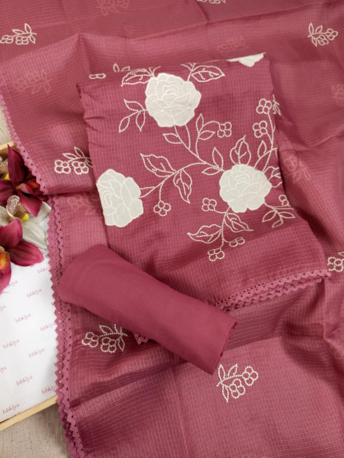 ROSHNI-Unstitched Kota Suit Set