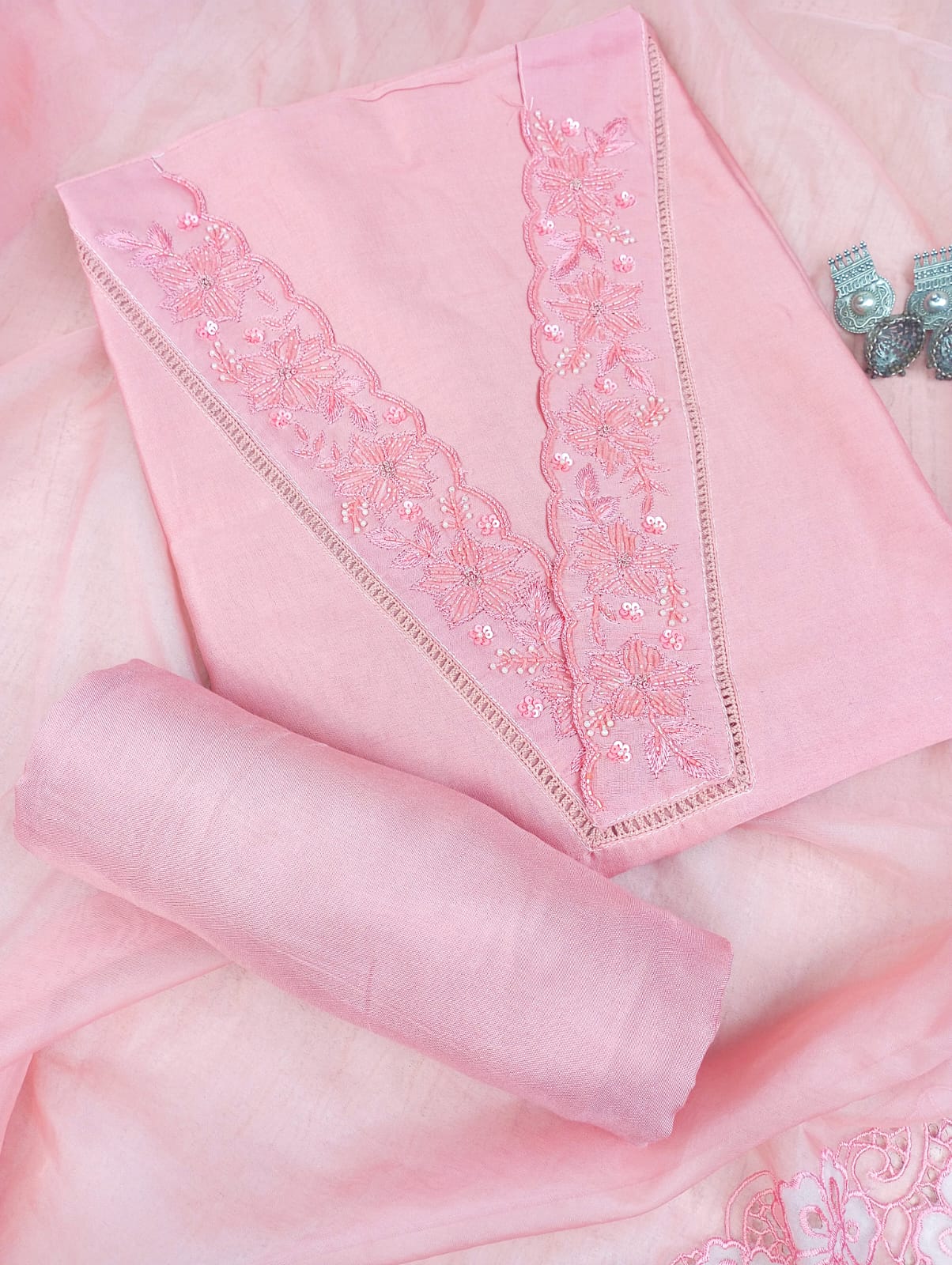 SITARA BREEZE-Unstitched Mul-Chanderi Suit Set
