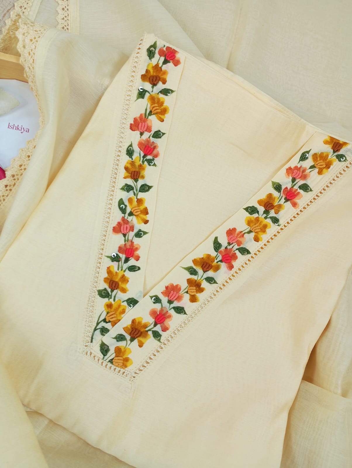 DILKASH-Unstitched Mul-Chanderi Suit Set