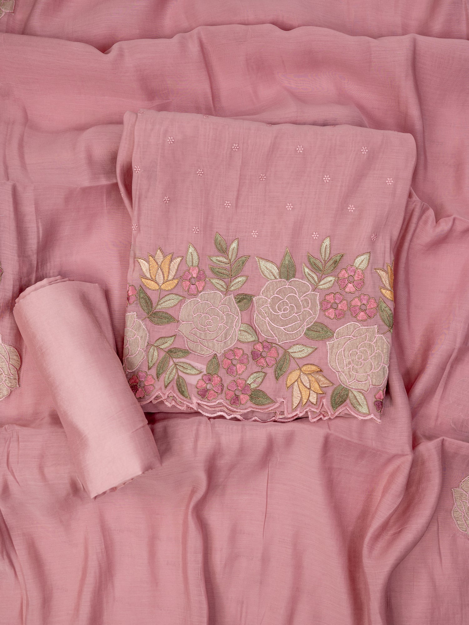 RANZISH-Unstitched Mul-Chanderi Suit Set