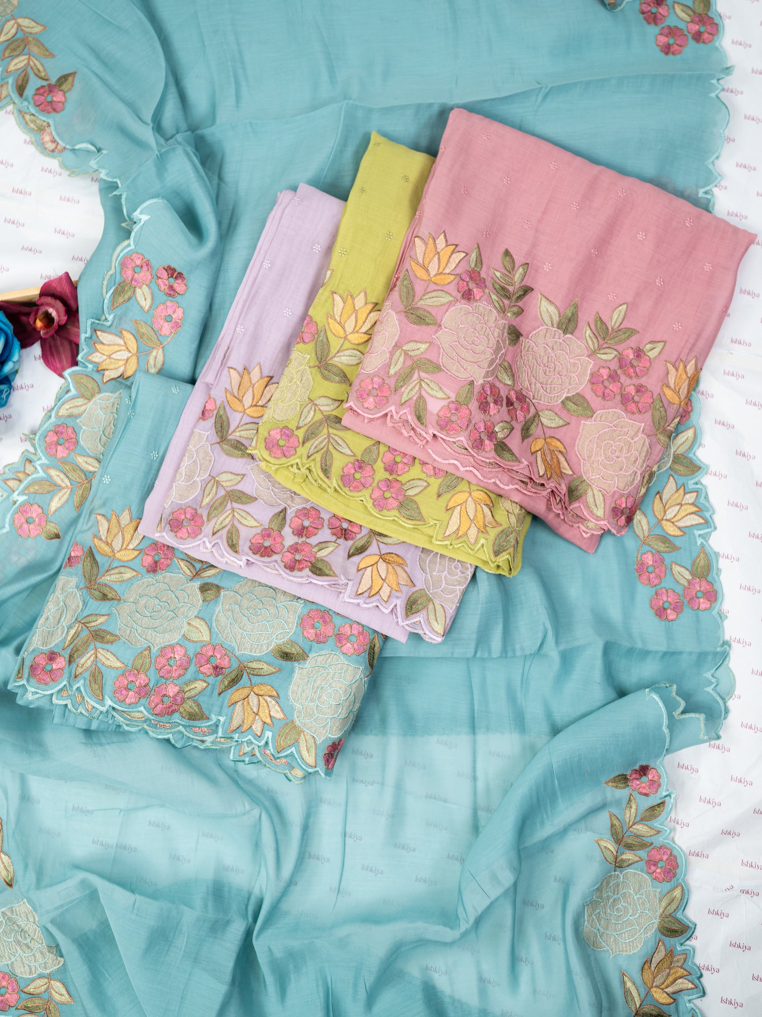 RAAZ-Unstitched Mul-Chanderi Suit Set
